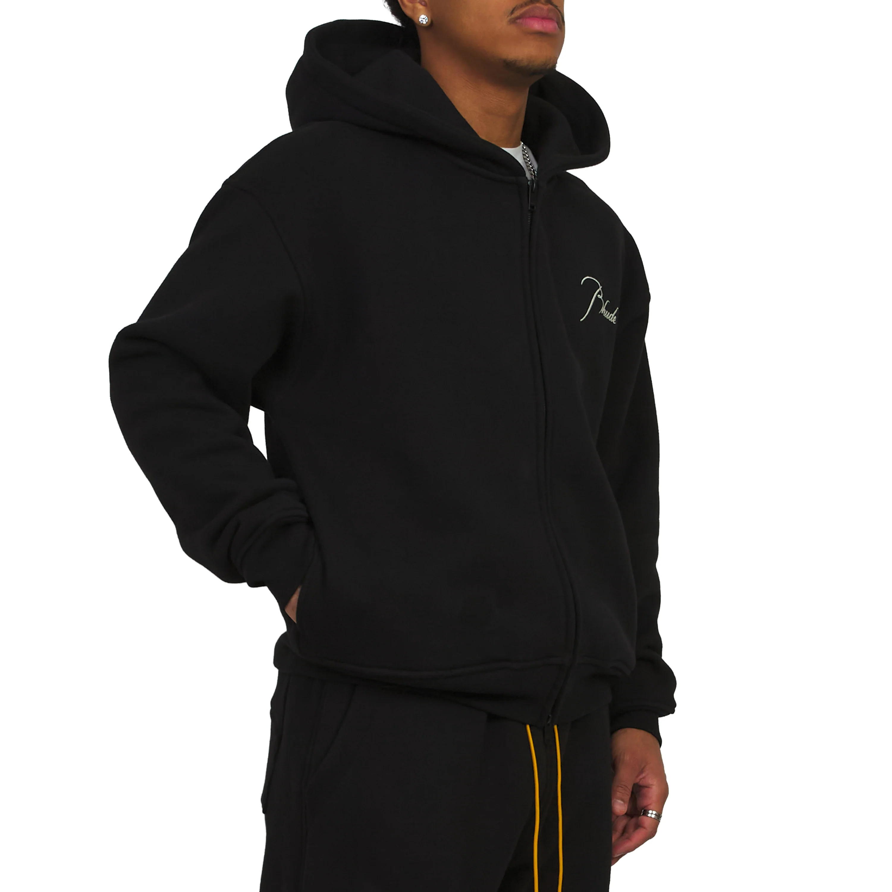 Classique Zip Up Hoodie | Black/White - Image 2