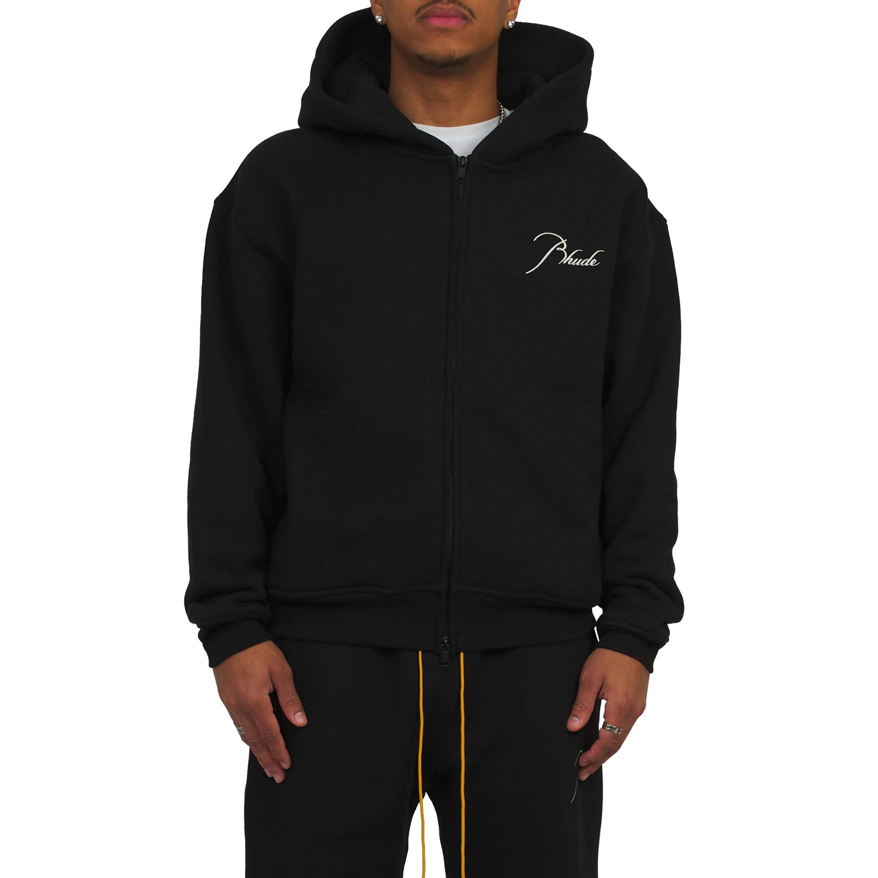 Classique Zip Up Hoodie | Black/White - Image 3