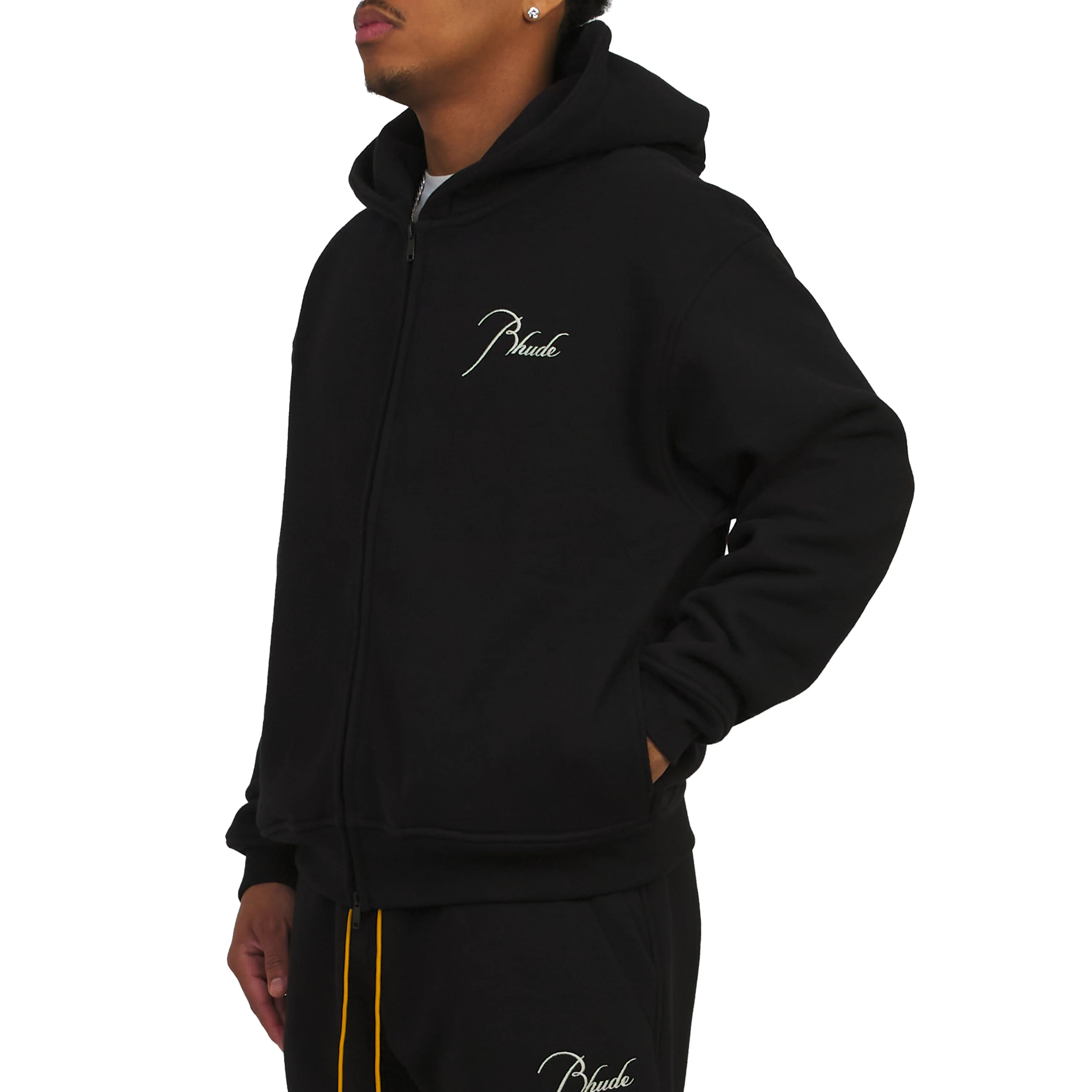 Classique Zip Up Hoodie | Black/White - Image 4