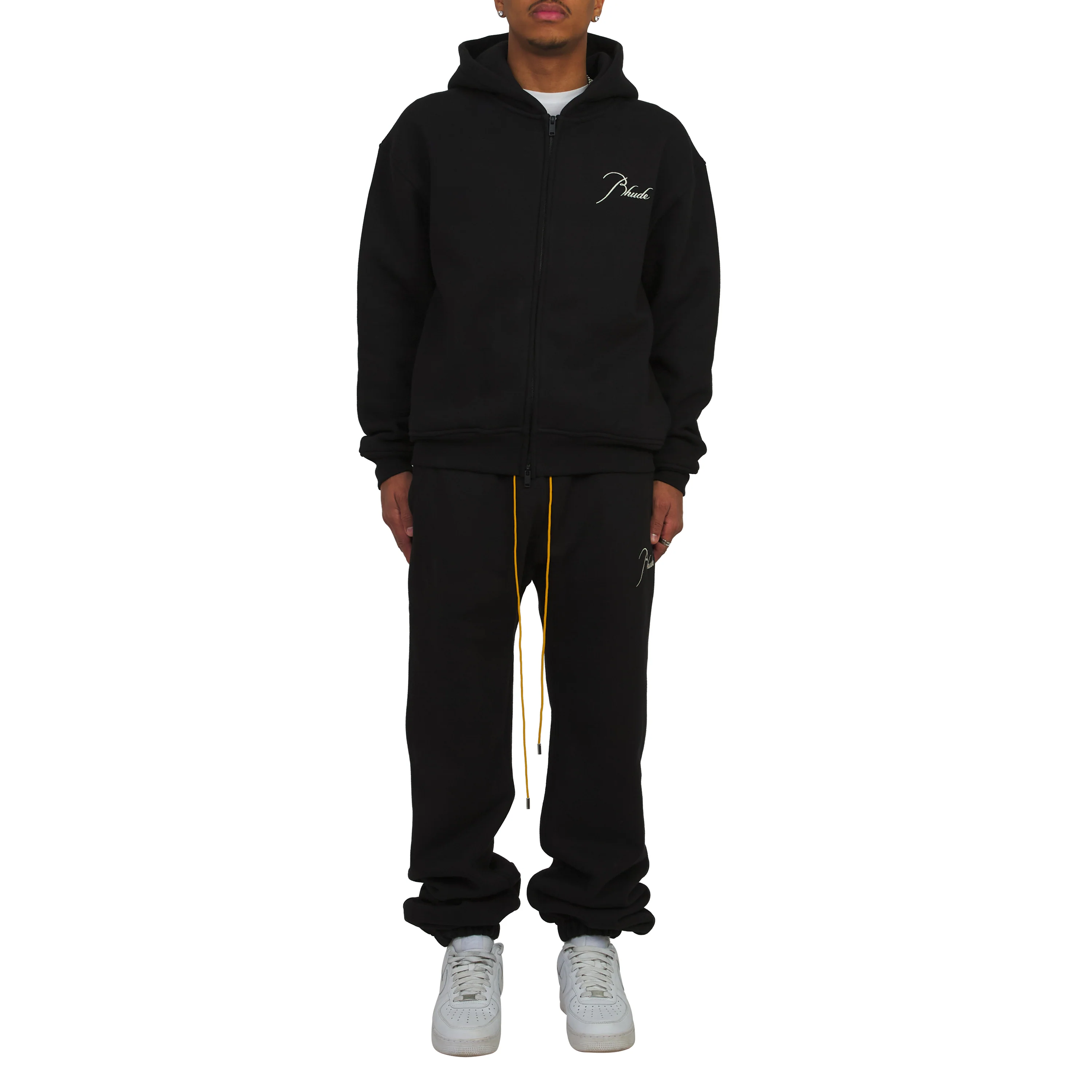 Classique Zip Up Hoodie | Black/White - Image 5