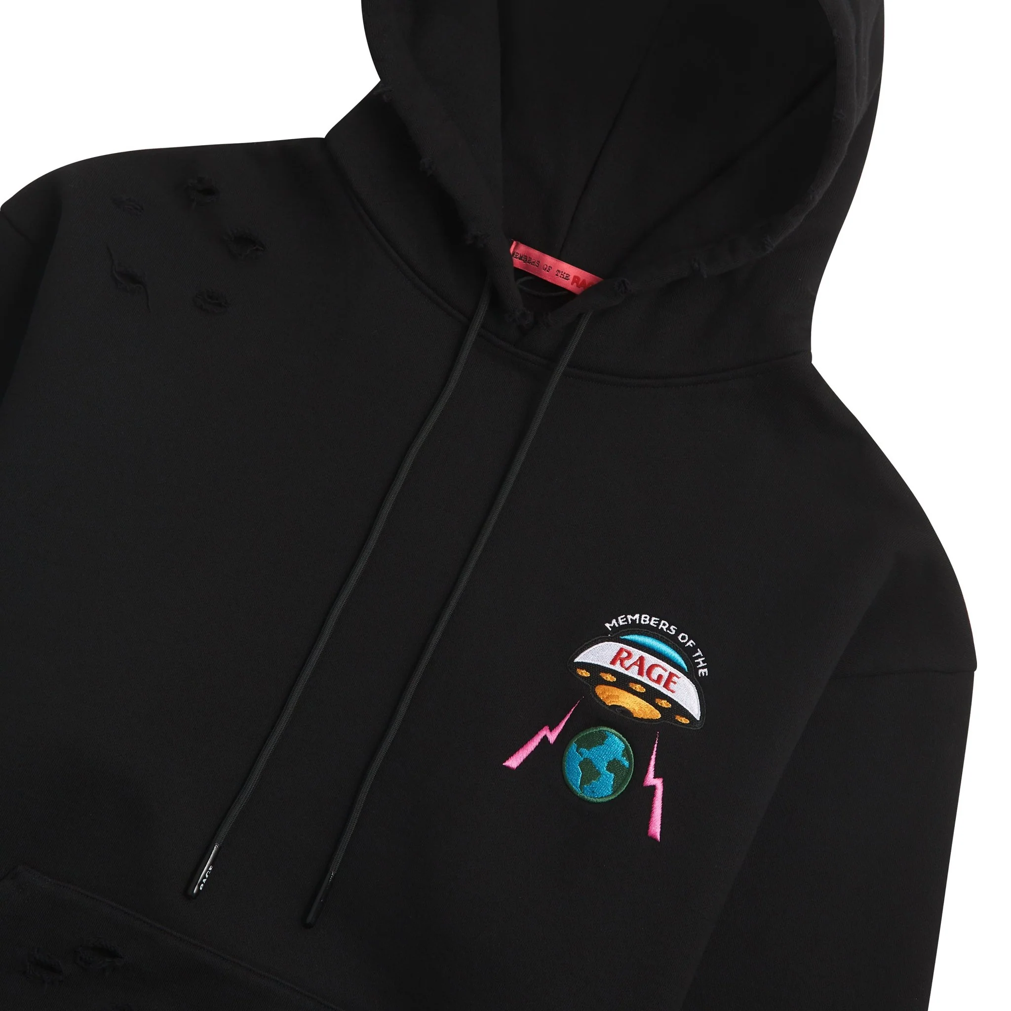 Distressed Logo Hoodie | Black - Image 3