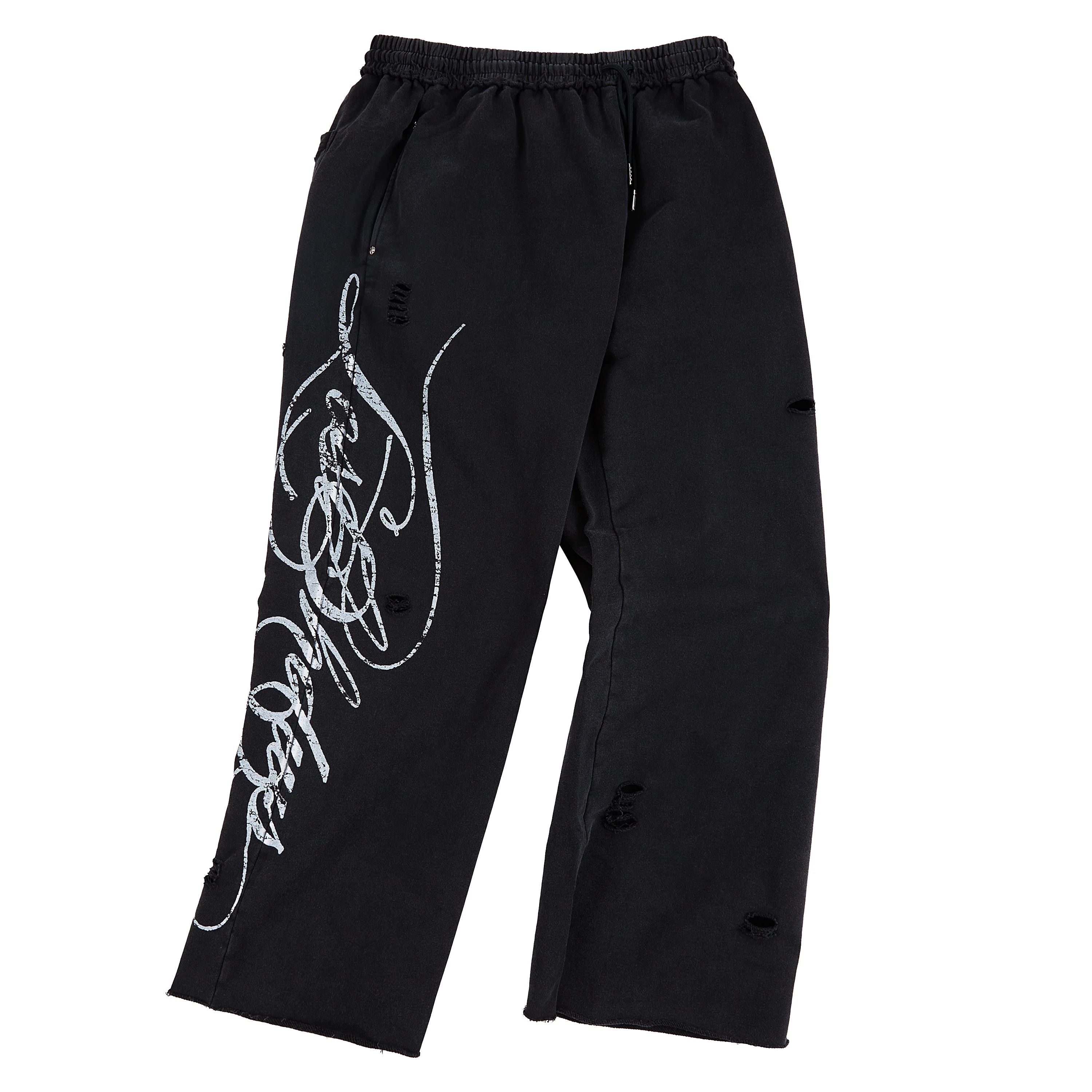 Distressed Script Sweatpant | Black - Image 2