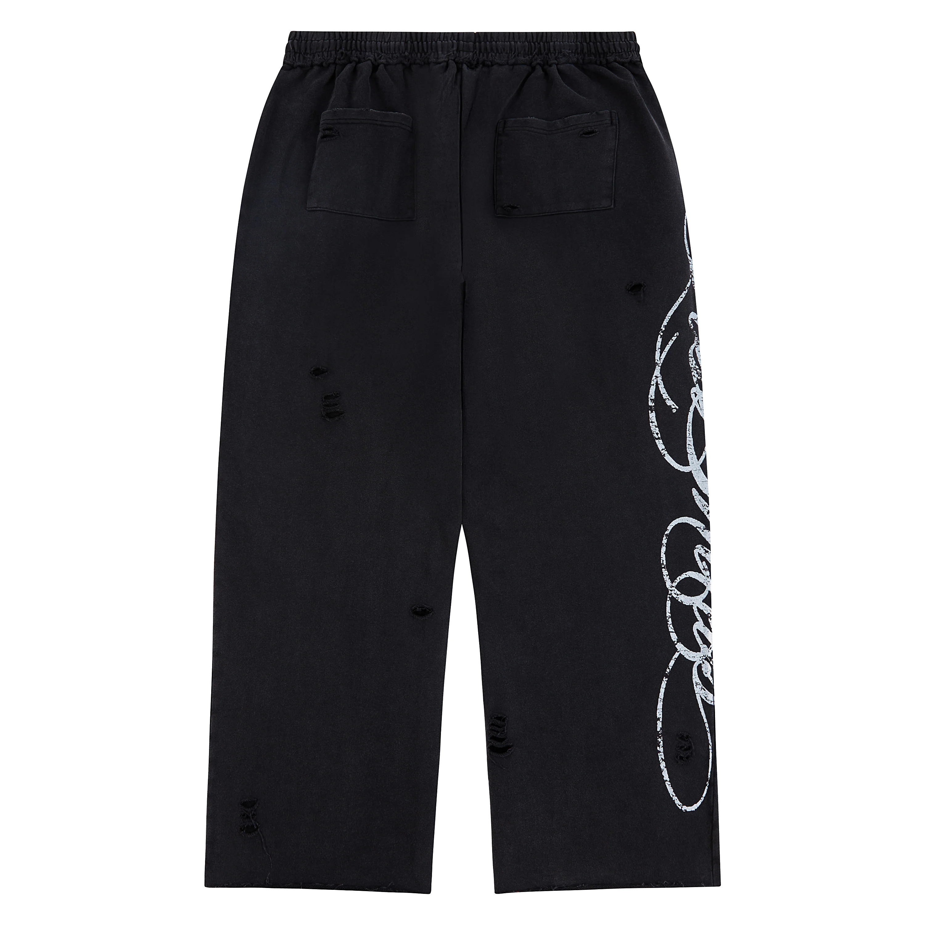 Distressed Script Sweatpant | Black - Image 5