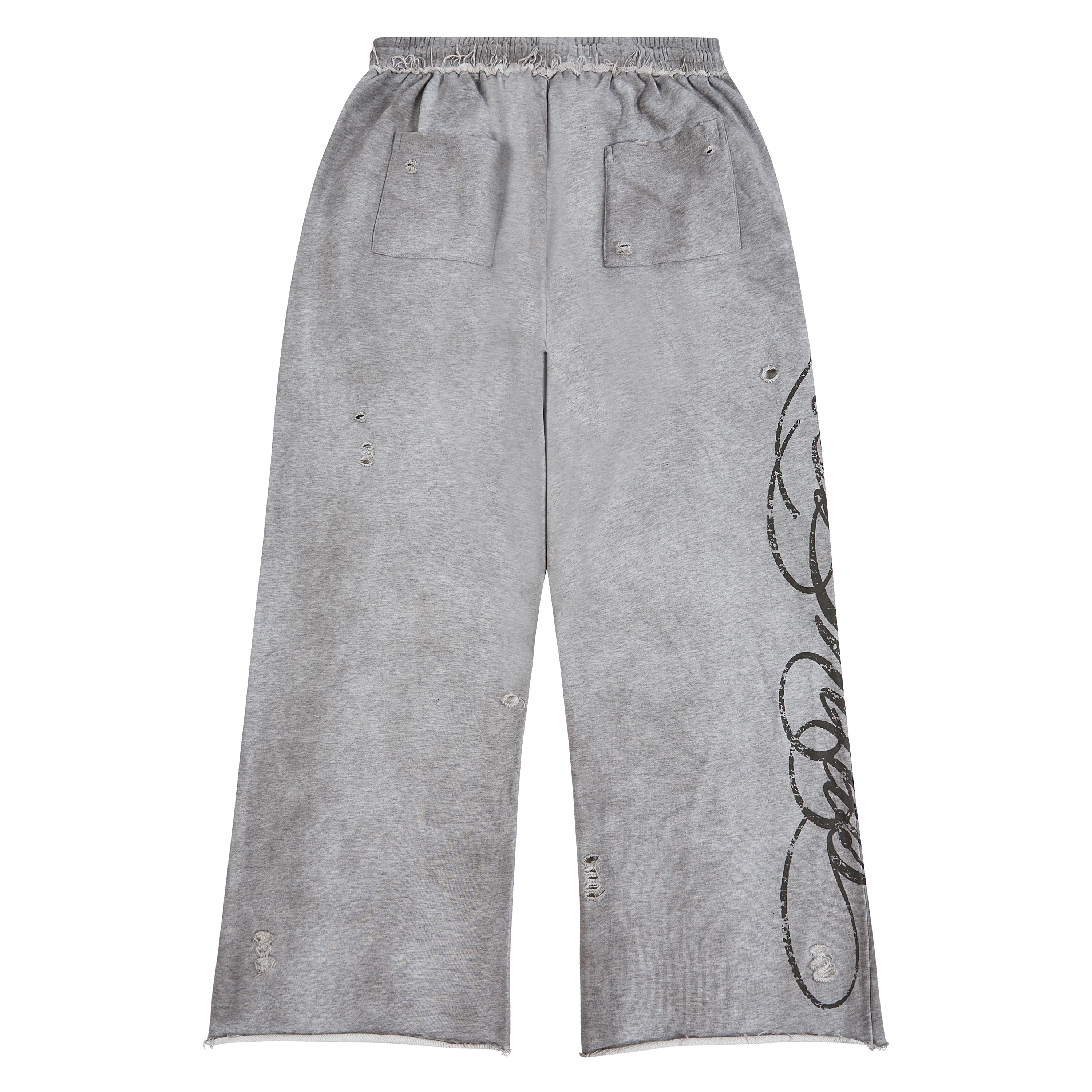 Distressed Script Sweatpant | Grey - Image 3