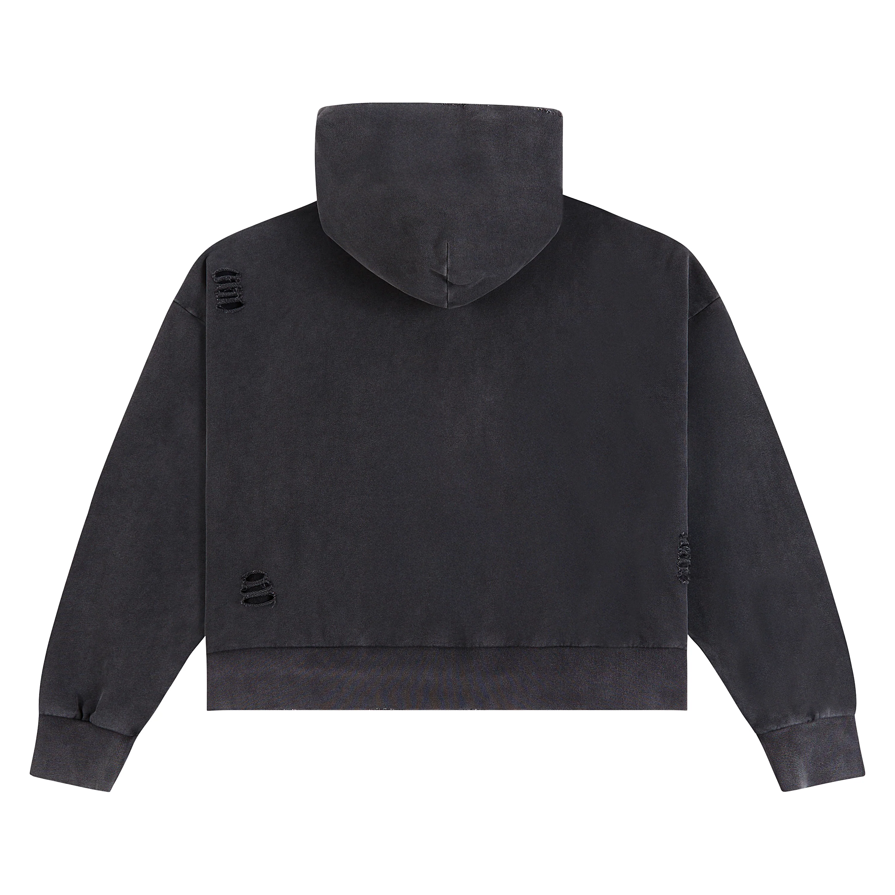 Distressed Script Zip Up Hoodie | Black - Image 5