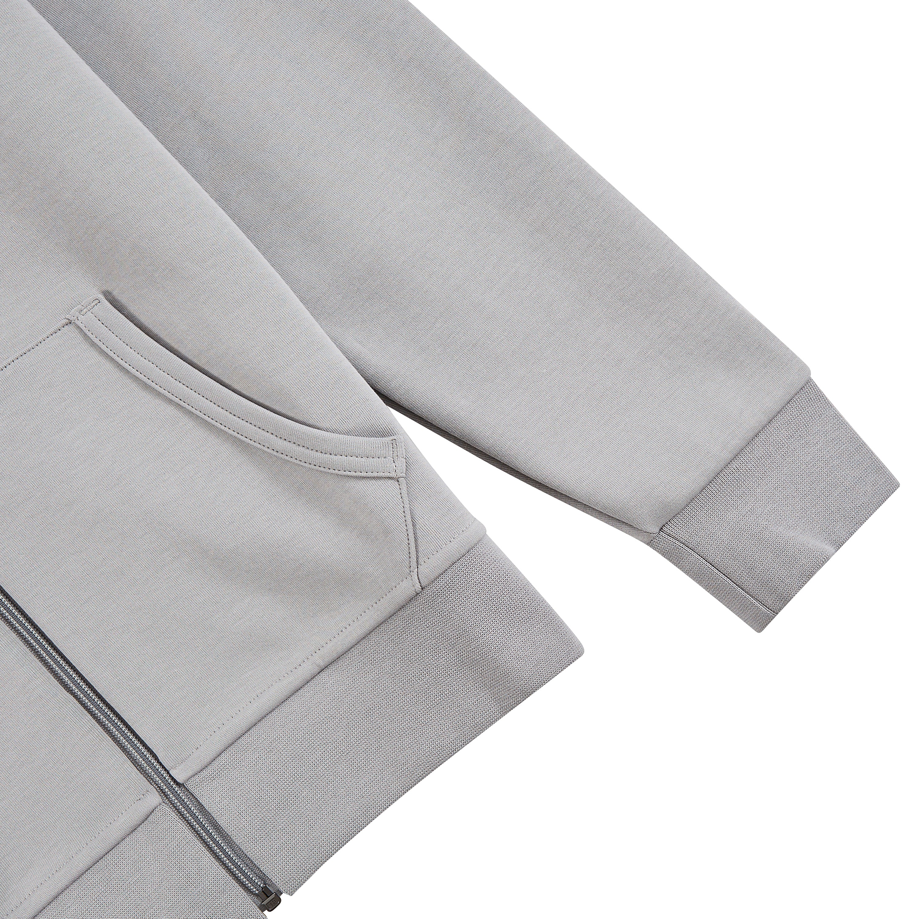 Double-Knit Full Zip Hoodie | Soft Grey - Image 5