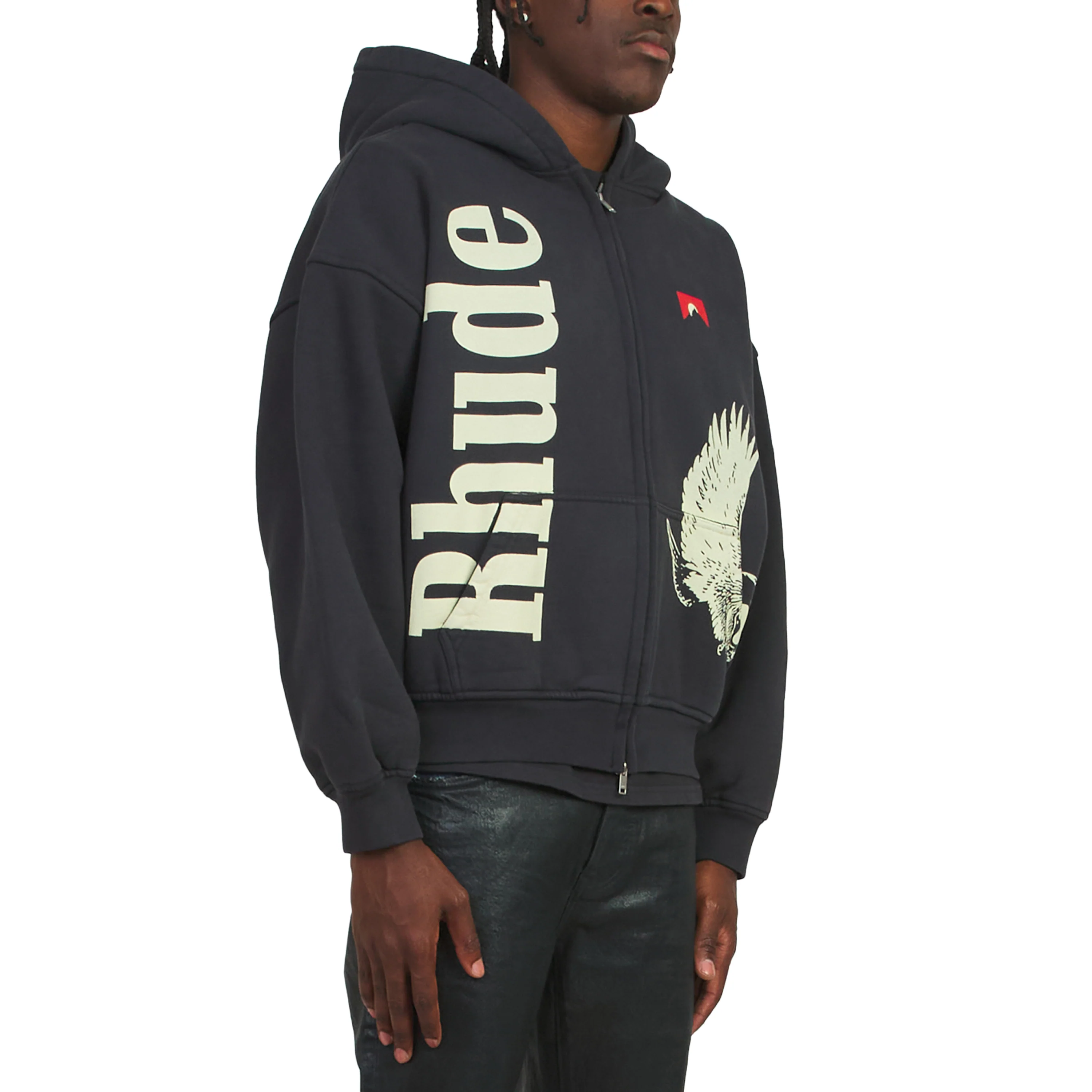 Eagle Pass Zip-Up Hoodie | Vintage Black/White - Image 2