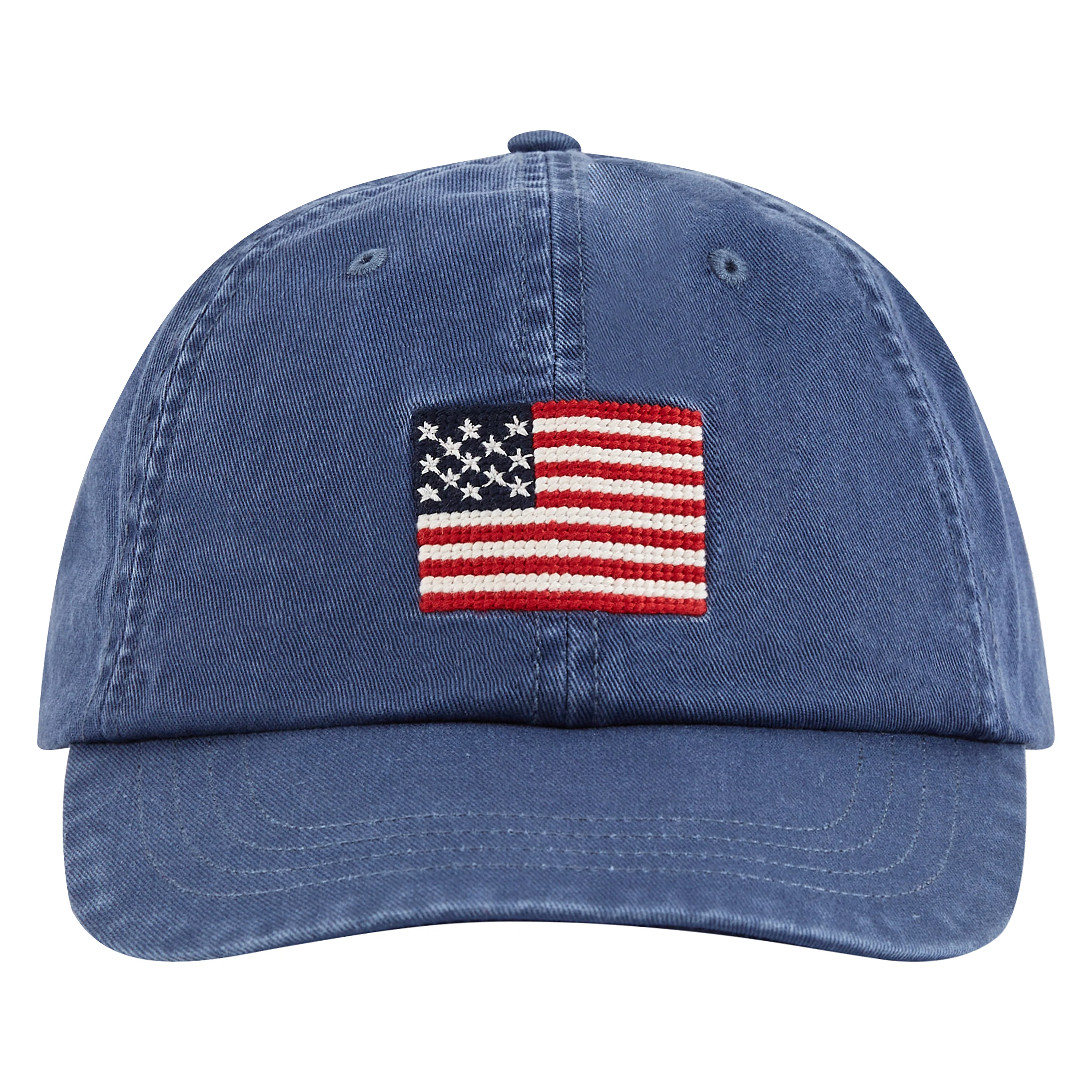 Flag Embroidered Ball Cap | Navy