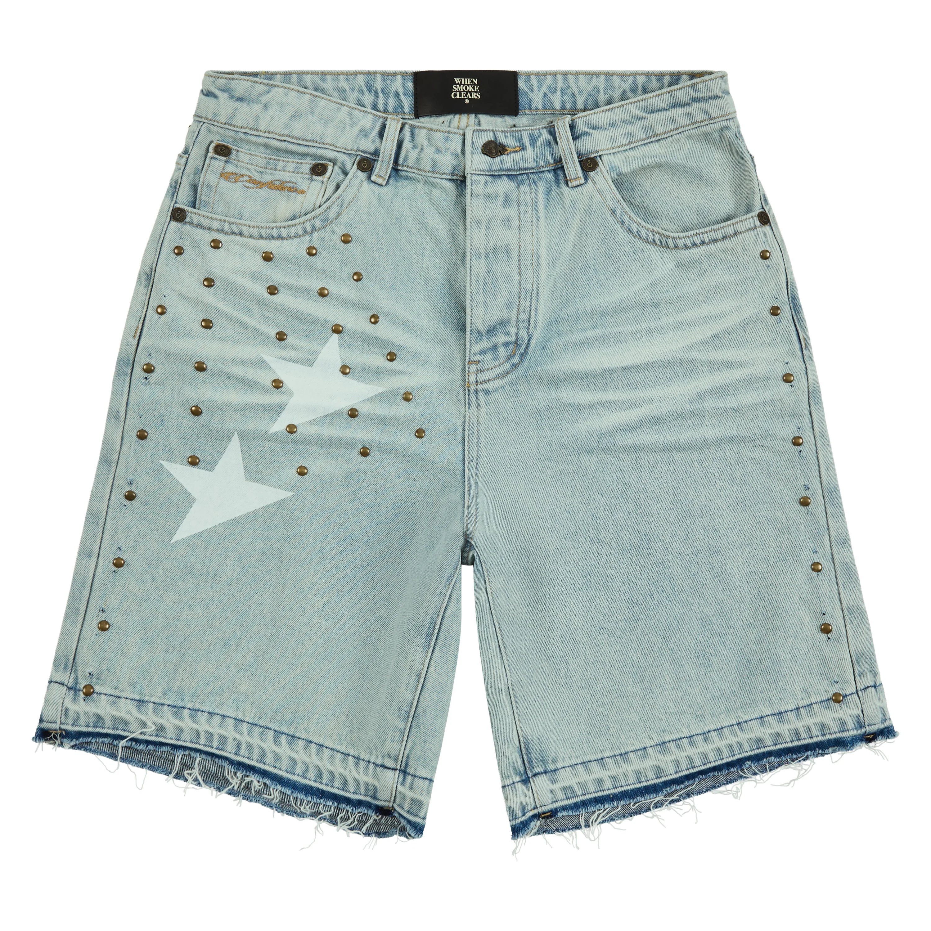 Half star Denim Short | Acid White/White