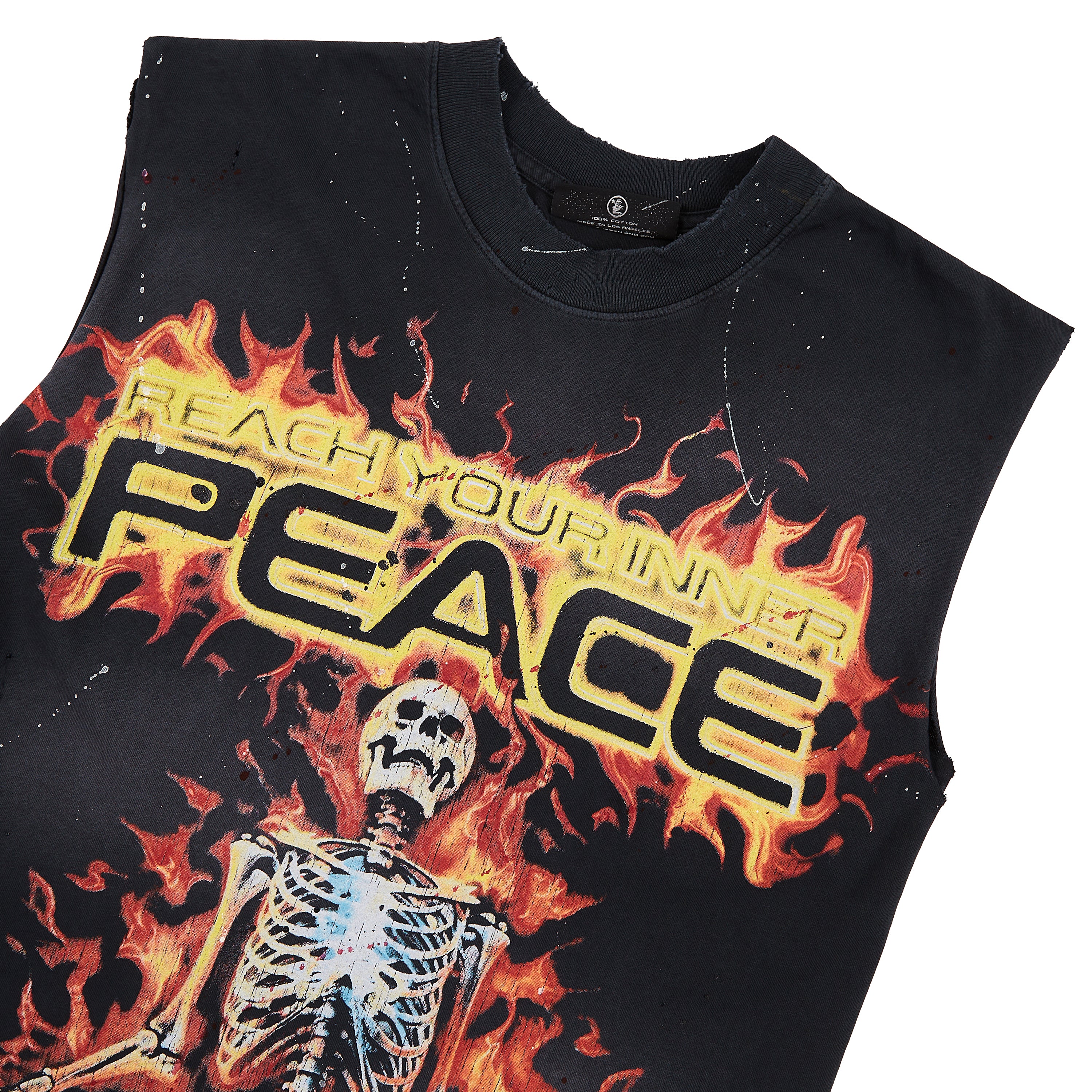 Inner Peace Skeleton Sleeveless Tee | Black - Image 4