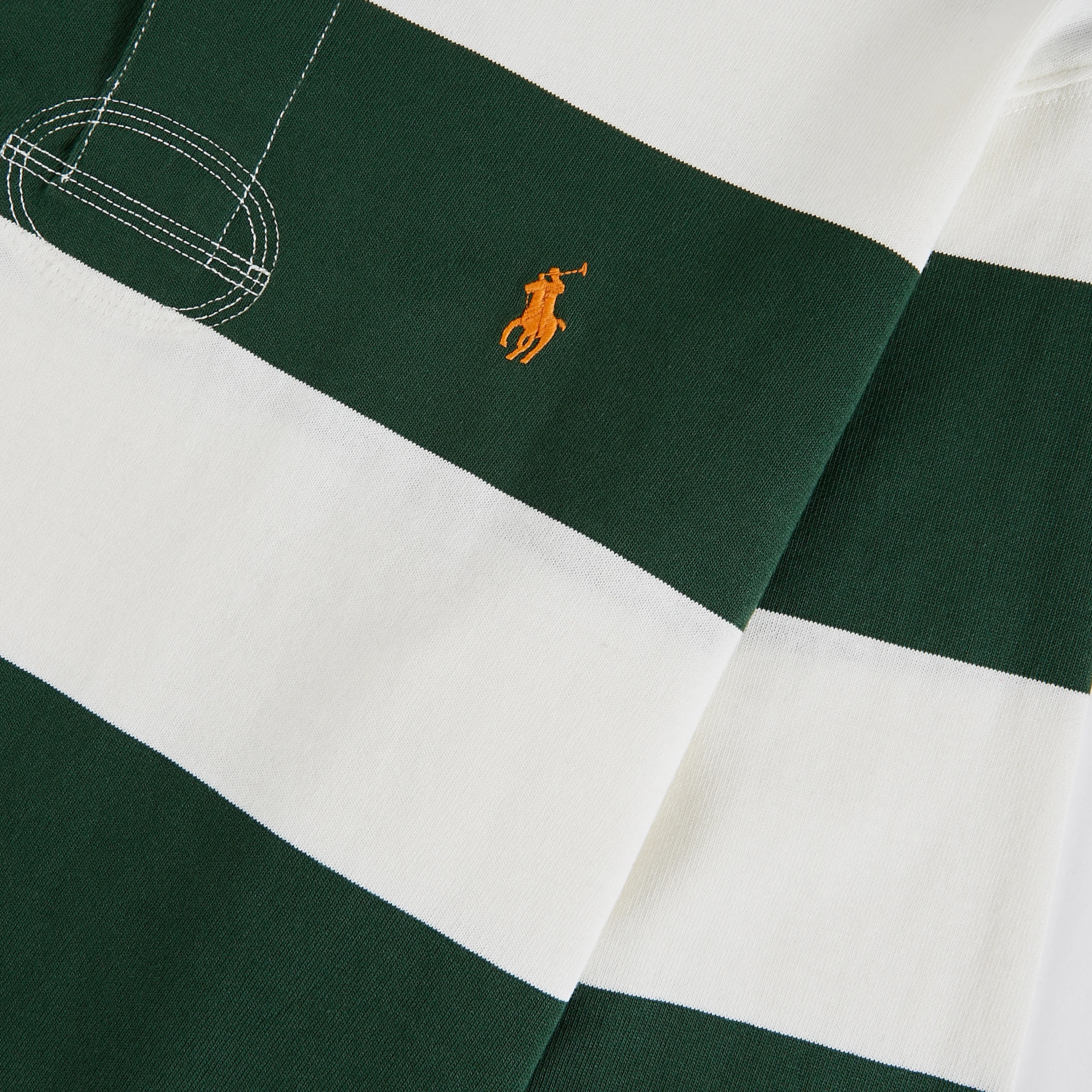 Khaki-Collar Rugby Shirt | Grass Green/Trophy Cream - Image 4
