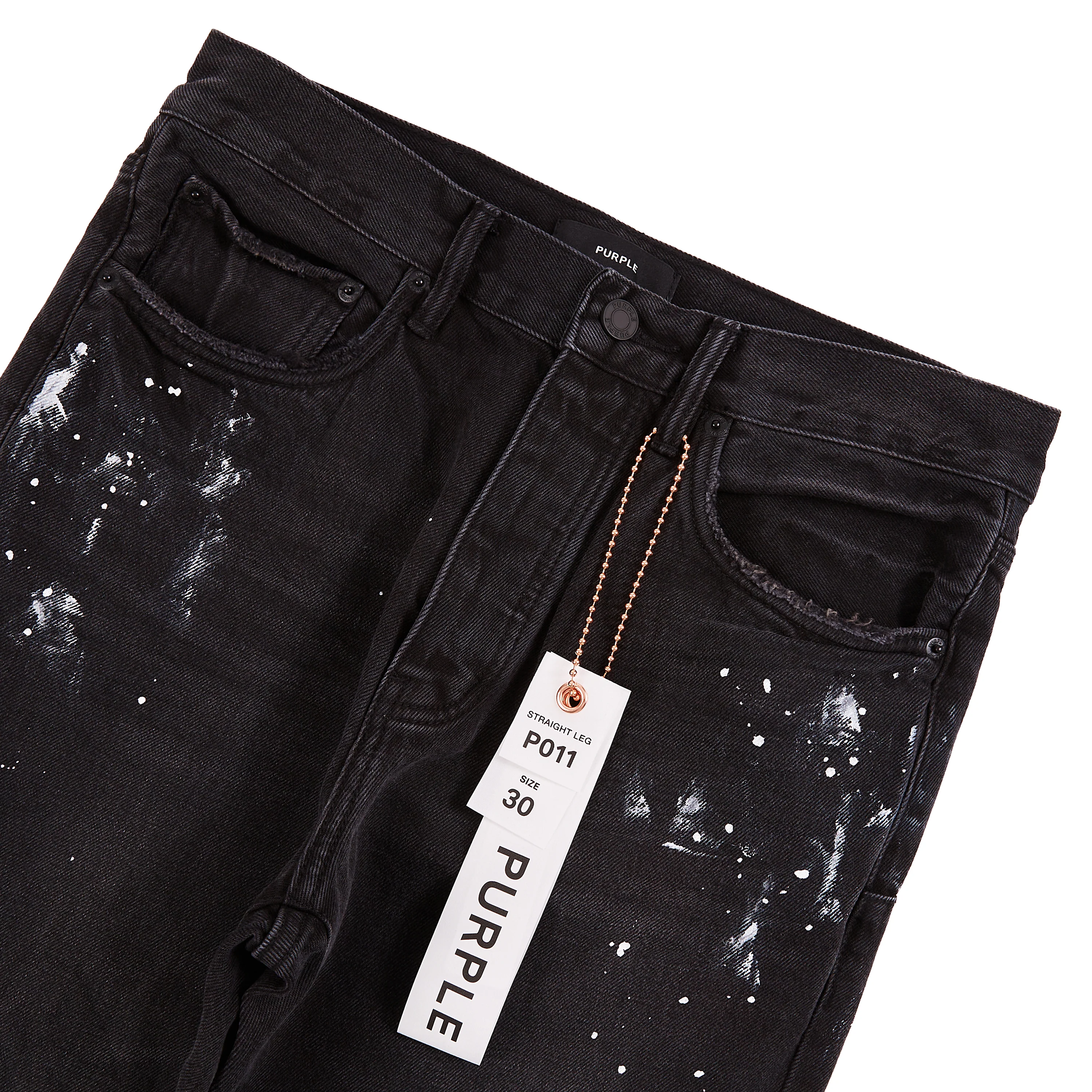 Knee Slit Paint Splatters Denim - Image 4