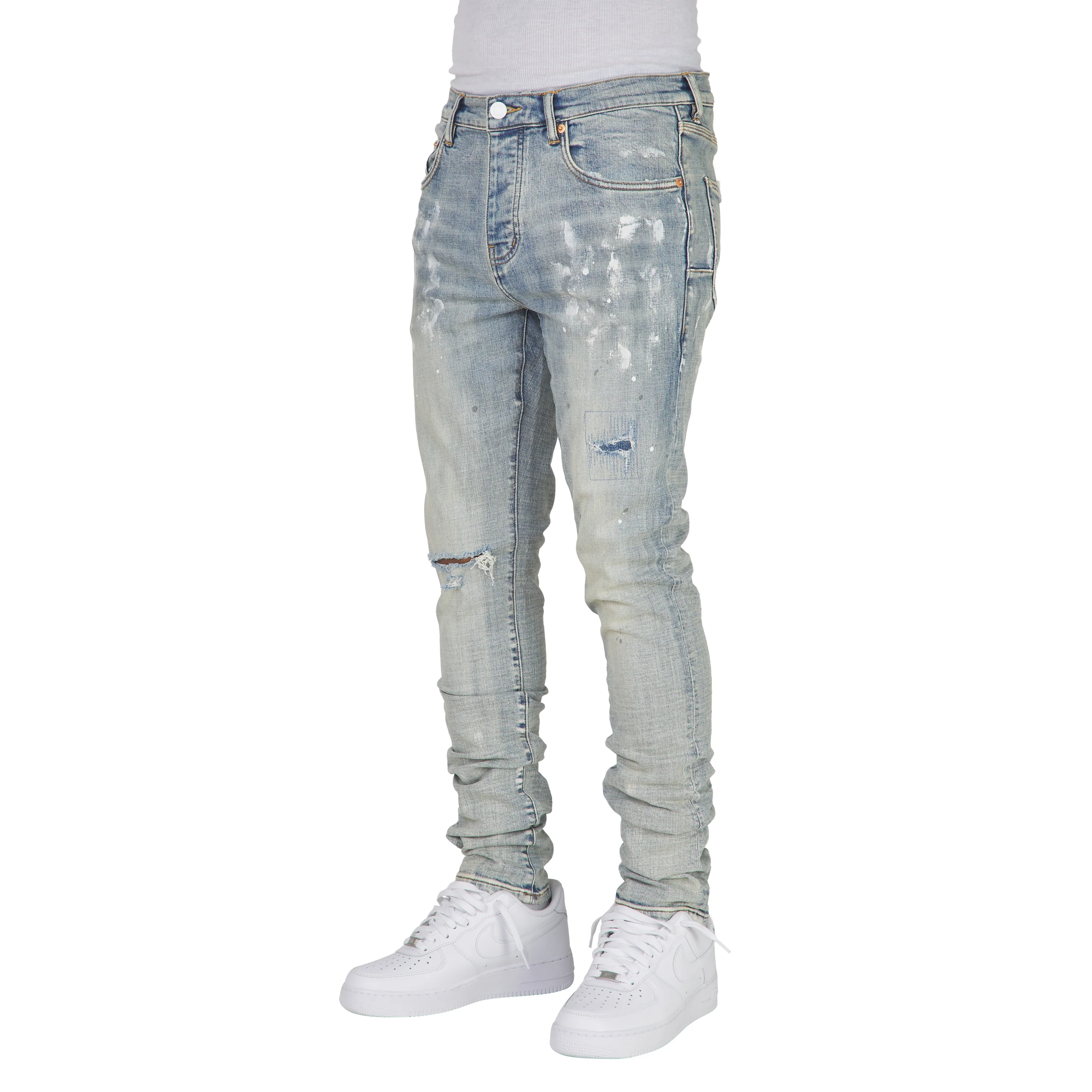 Light Indigo Paint Blowout Denim - Image 4