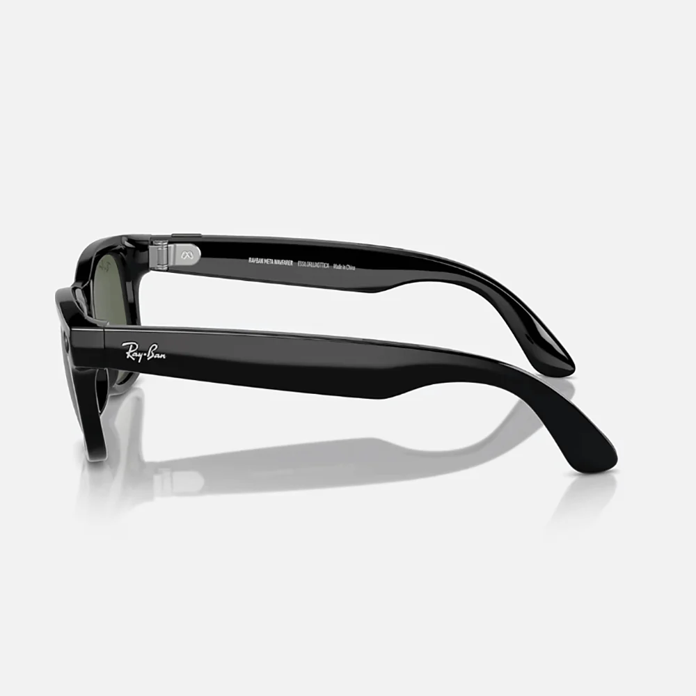 Meta Wayfarer Sunglasses | Shiny Black/Green - Image 3