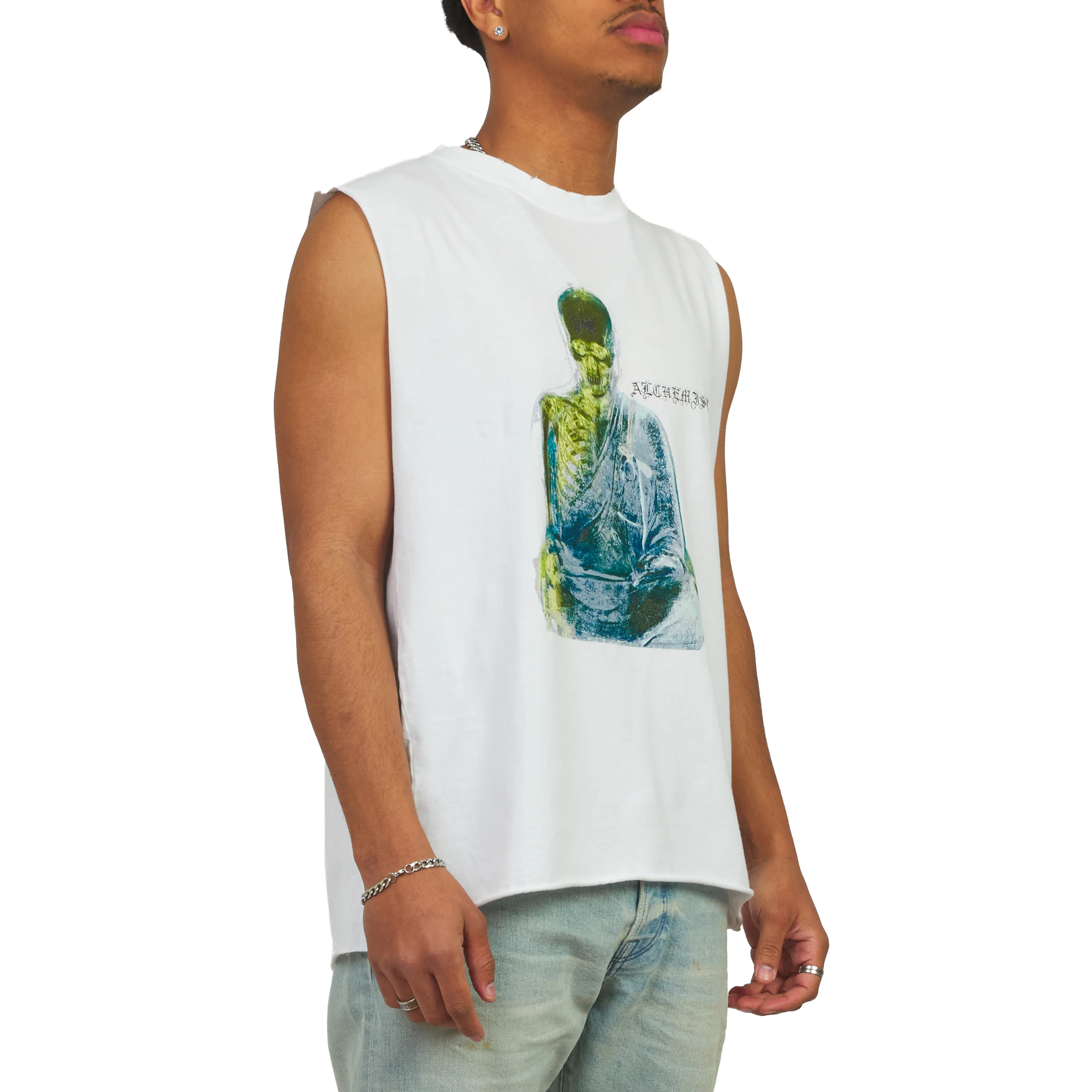 Monk Sleeveless Tee | White - Image 2
