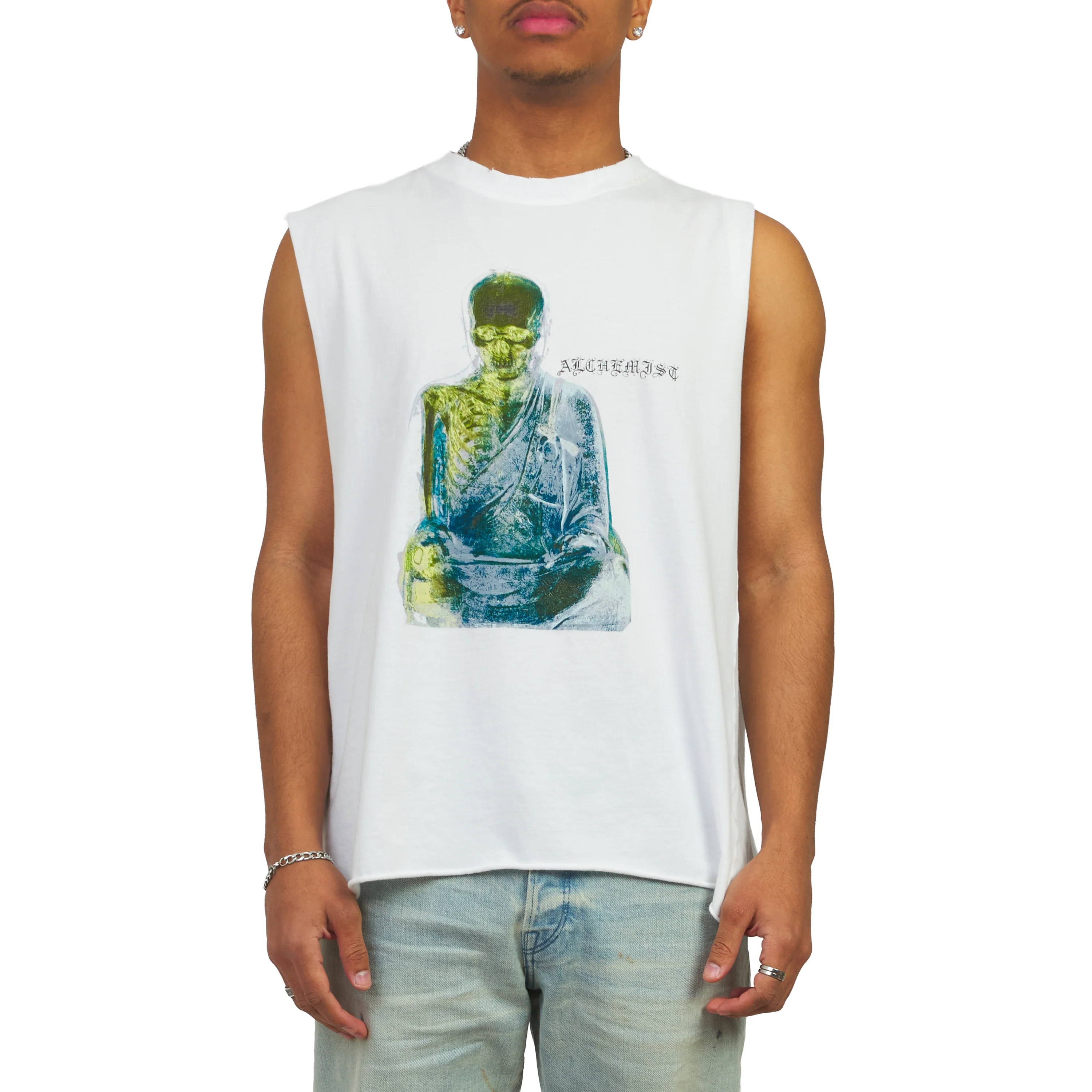 Monk Sleeveless Tee | White - Image 3