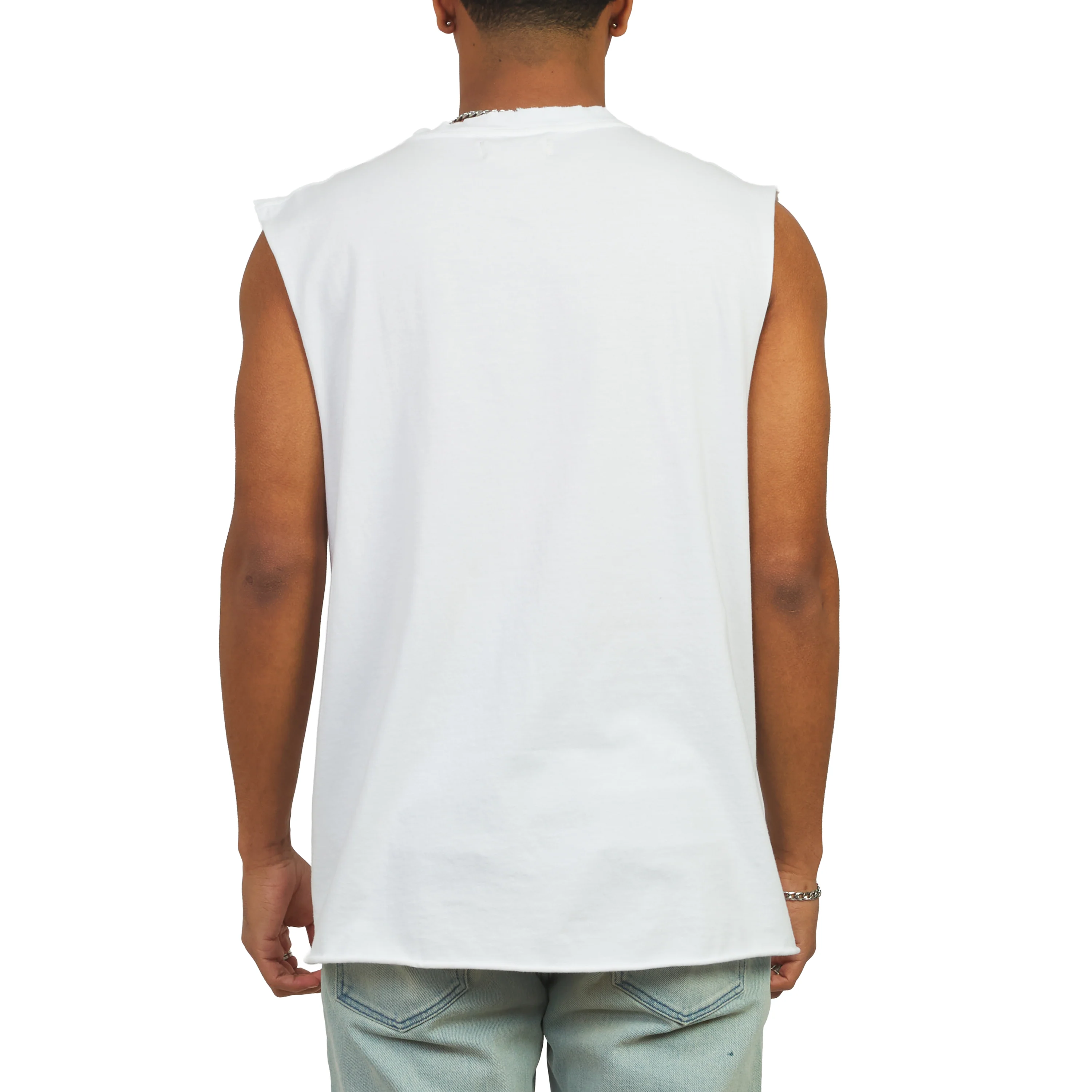 Monk Sleeveless Tee | White - Image 4