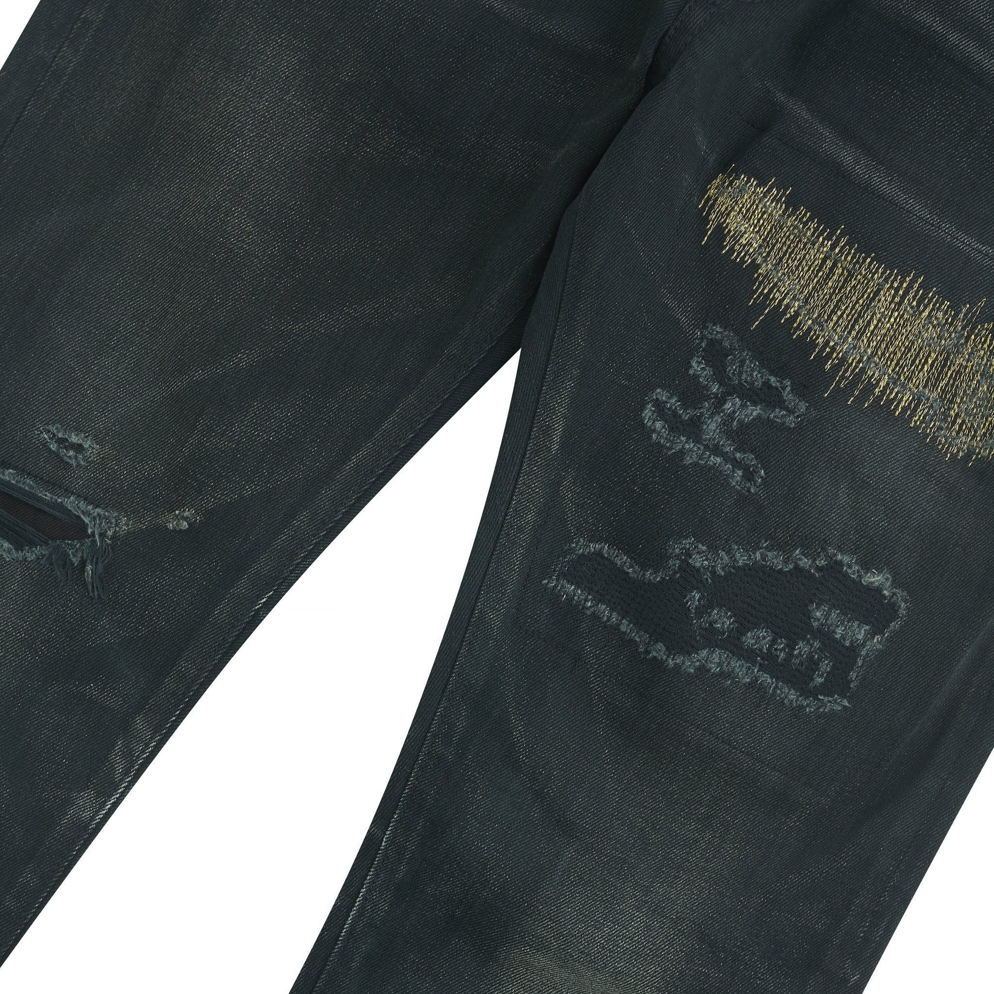Nara Slim Kuro Gold Leaf Repair Denim - Image 3