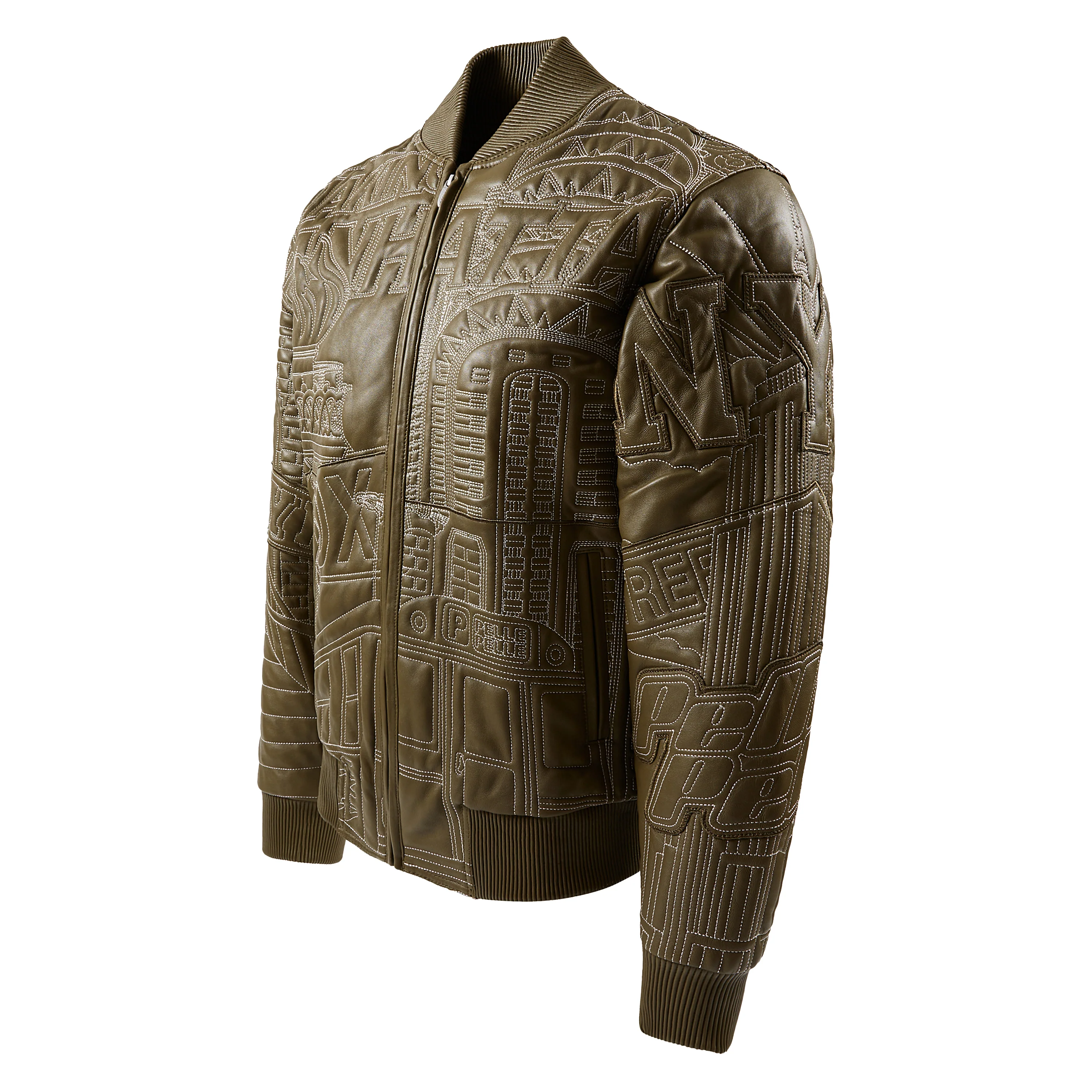 NYC Boro Quilted Jacket | Olive/Ivory - Image 4