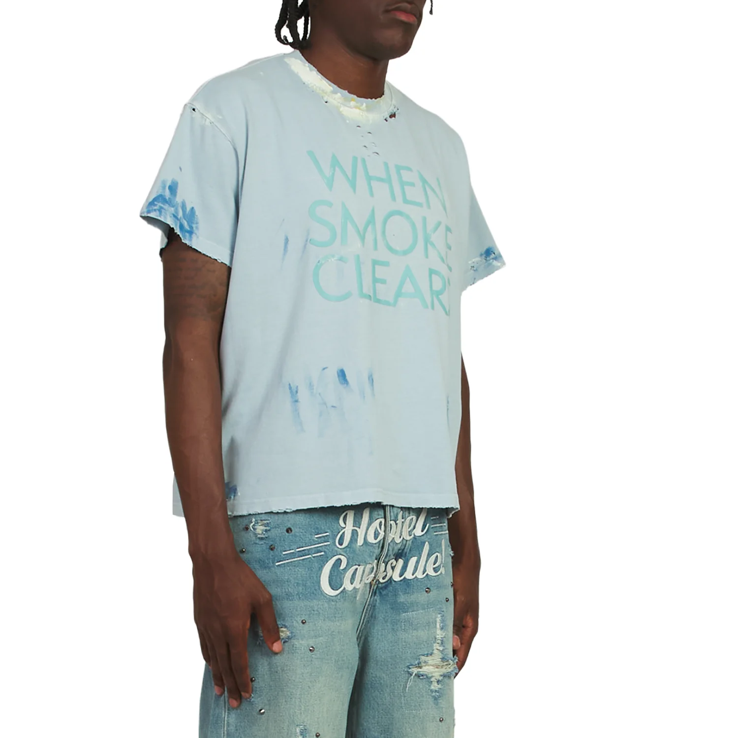 Paint Thrashed Tee | Sky Blue - Image 2