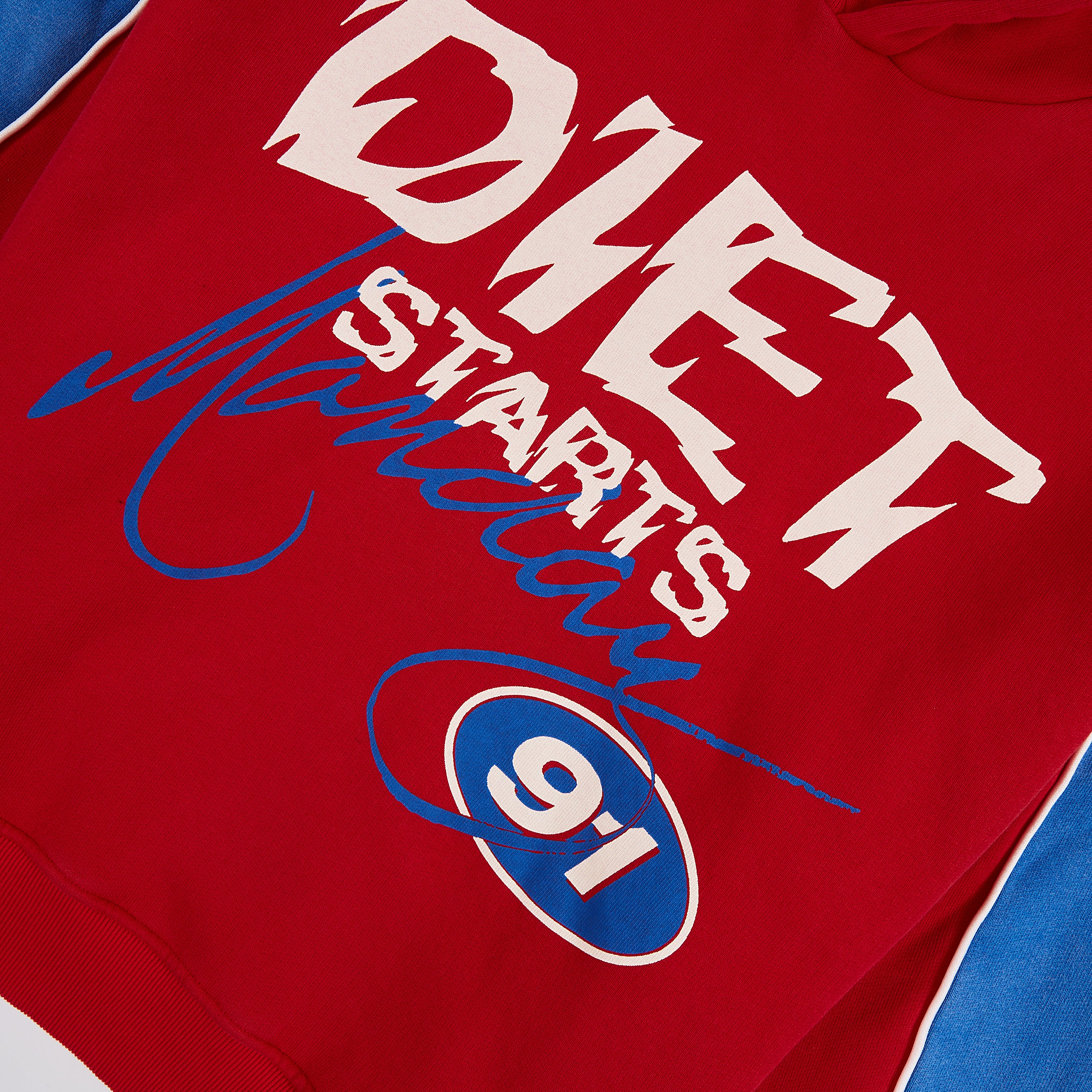 Panel Hoodie | Red/Washed Blue - Image 3