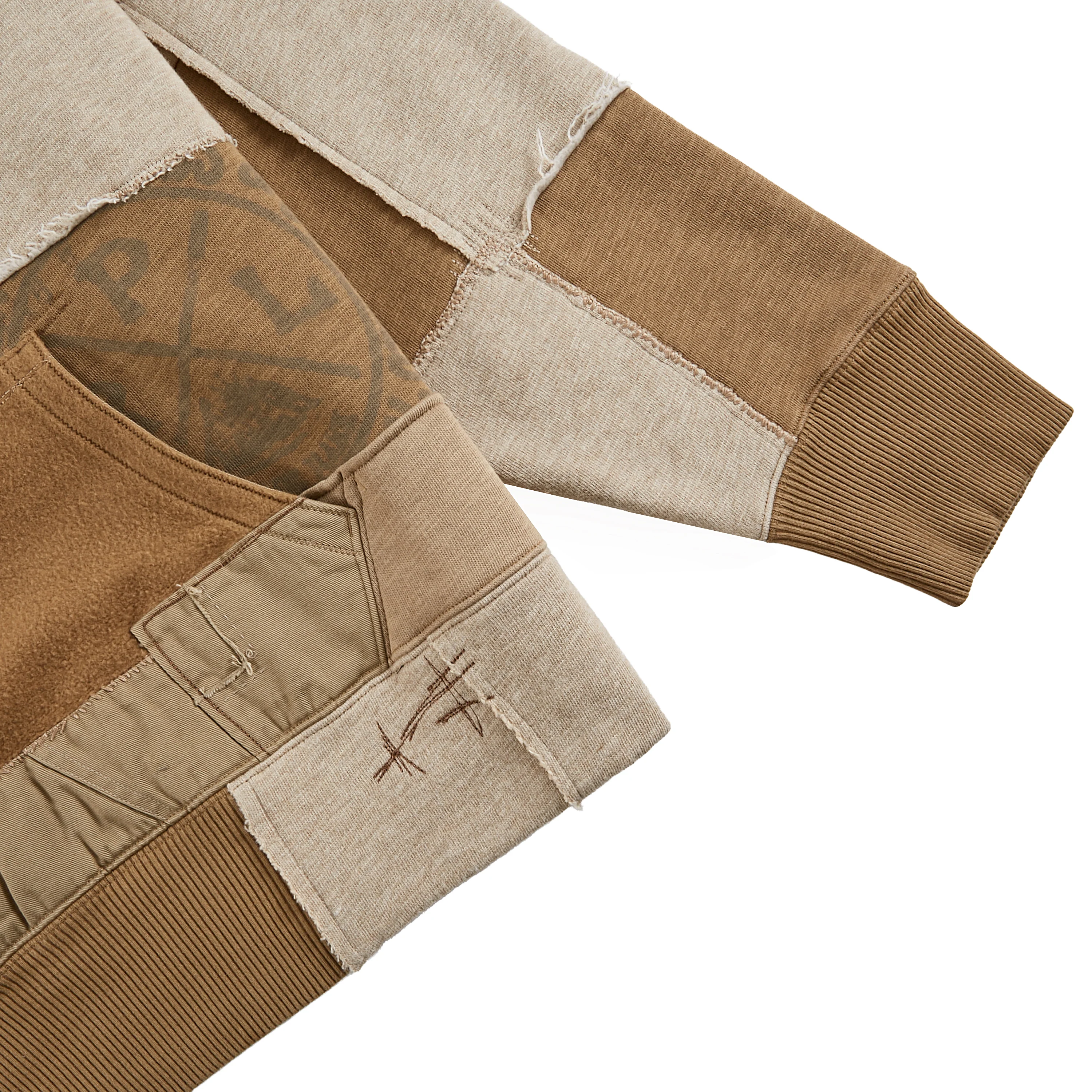 Patchwork Fleece Hoodie | Montana Khaki - Image 5