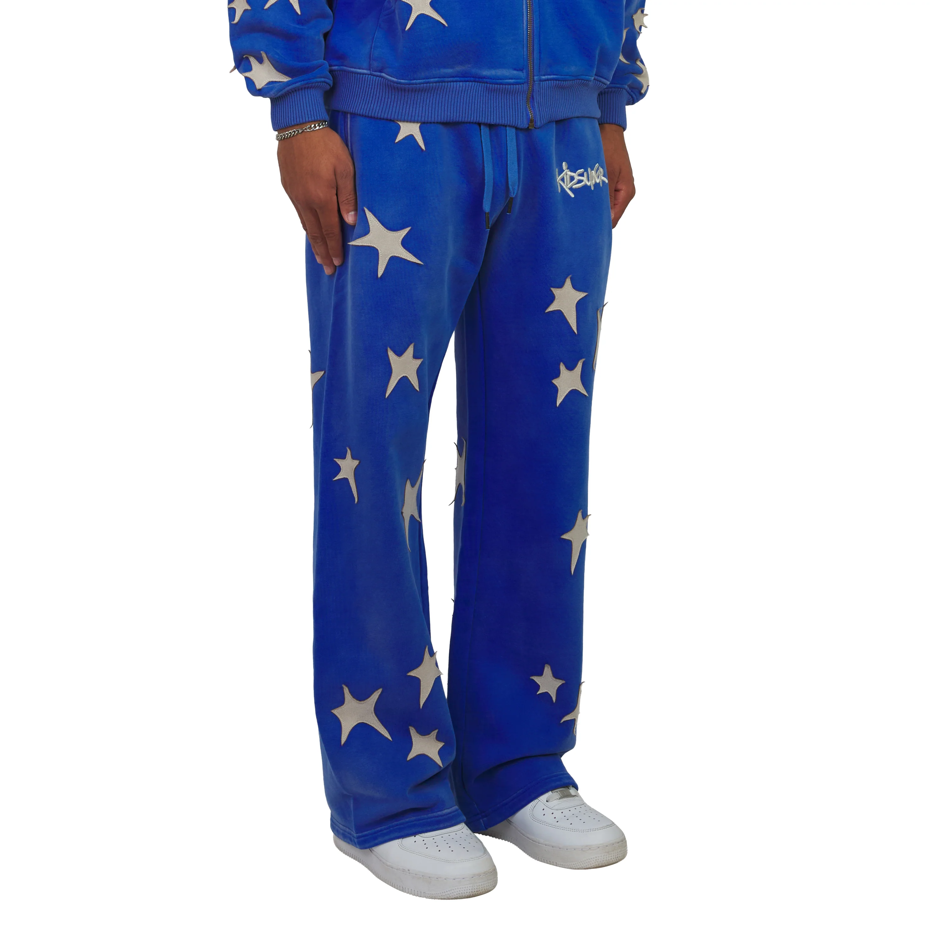 Patchwork Washed Sweatpant | Blue - Image 2