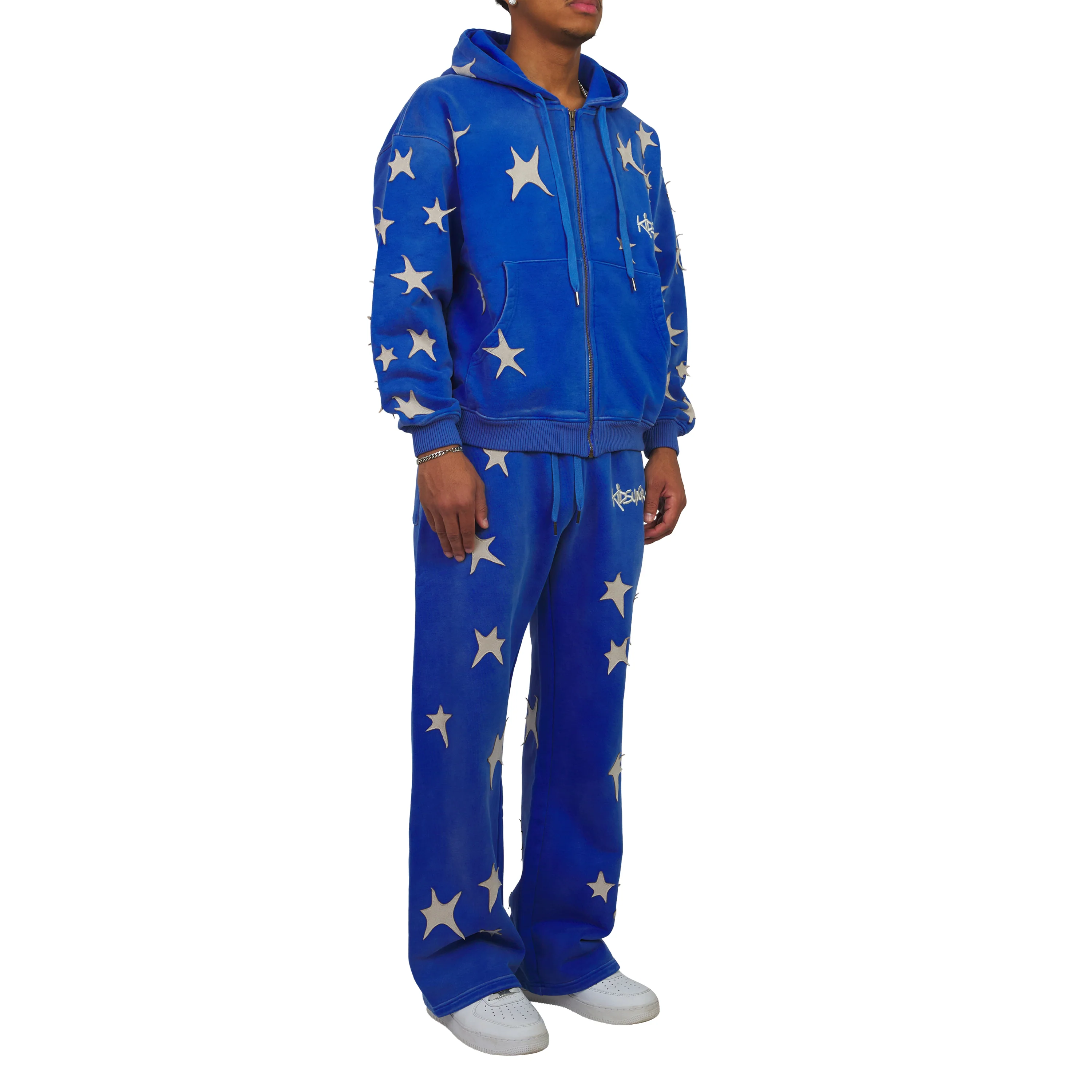 Patchwork Washed Hoodie | Blue - Image 5