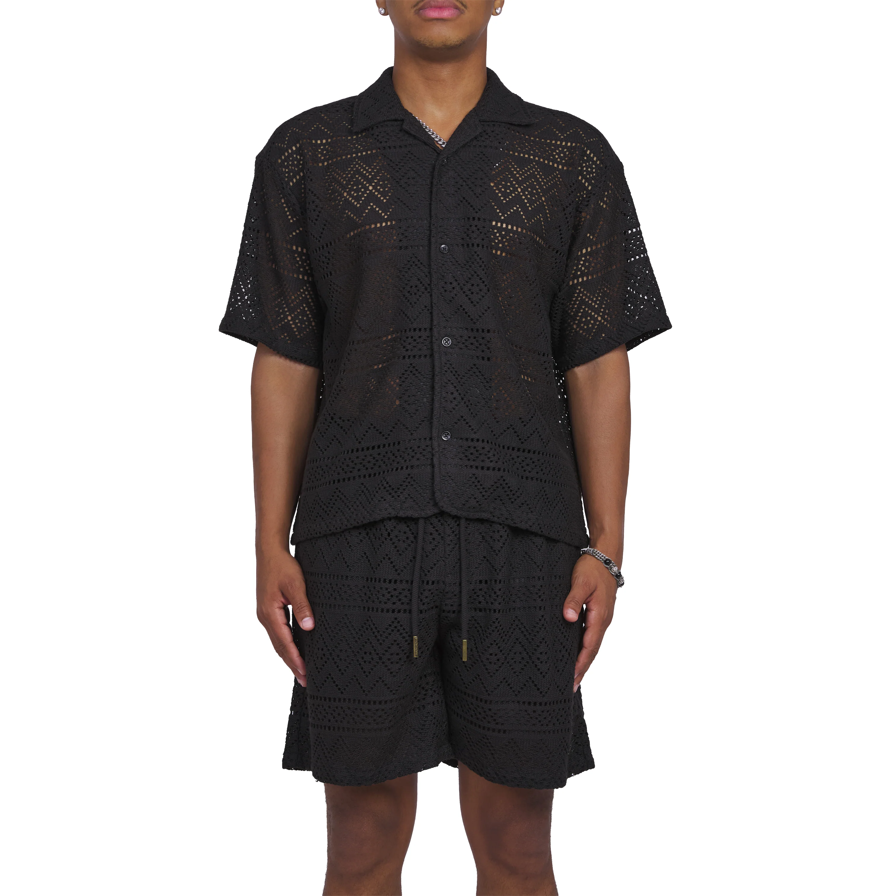 Pointelle Crochet Camp Shirt - Image 3
