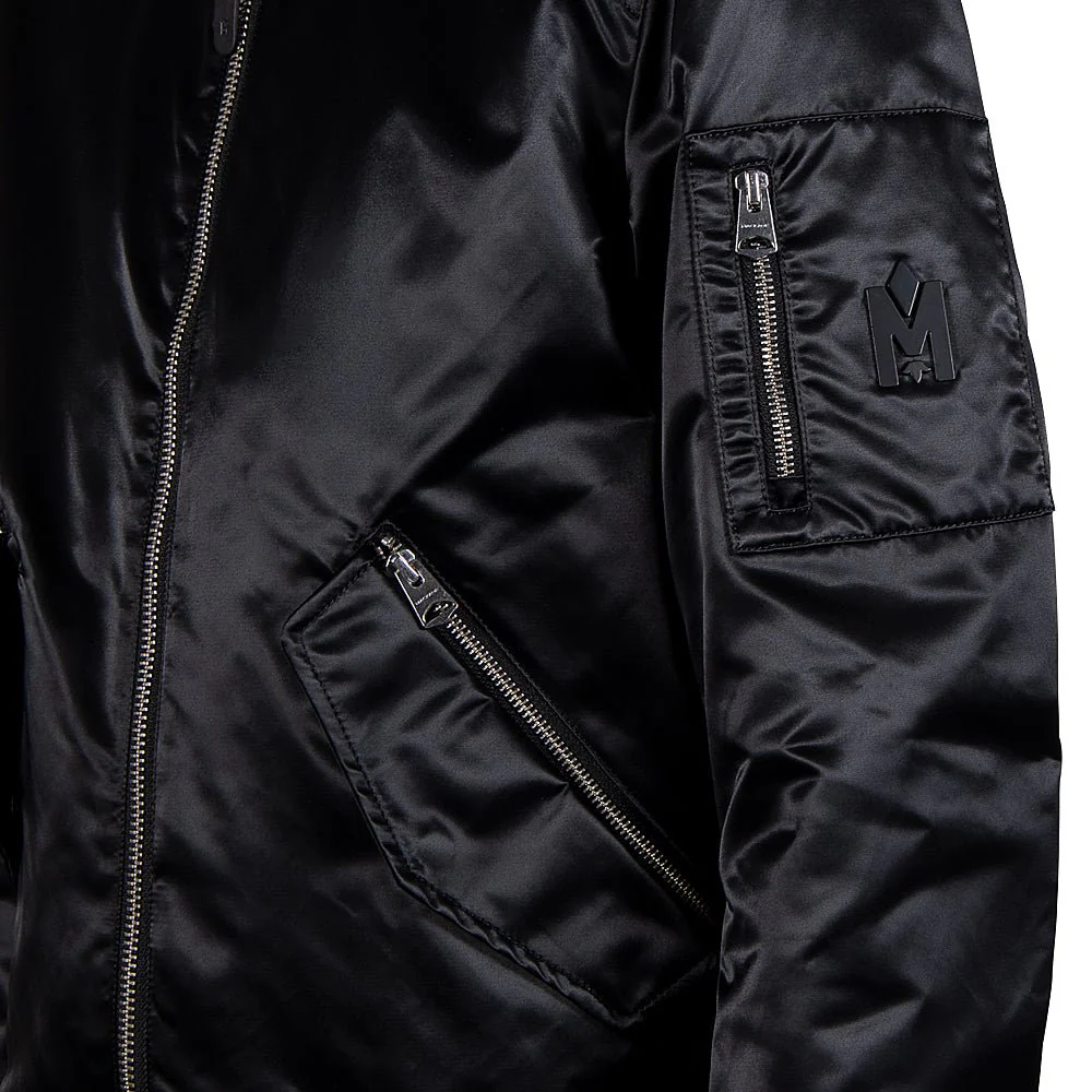 Ragnar Satin Bomber Jacket | Black - Image 3