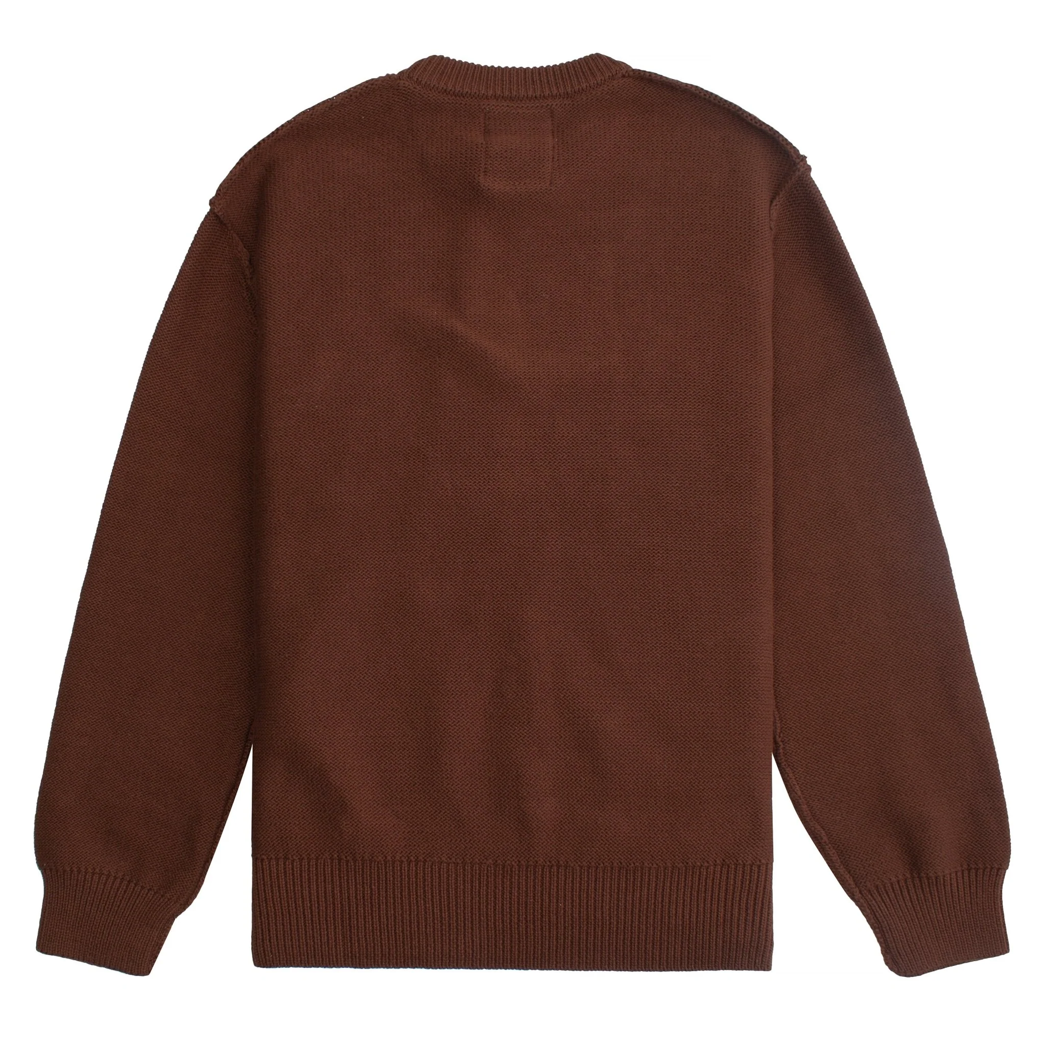 Reverse Intarsia Knit Figure Sweater | Brown - Image 4