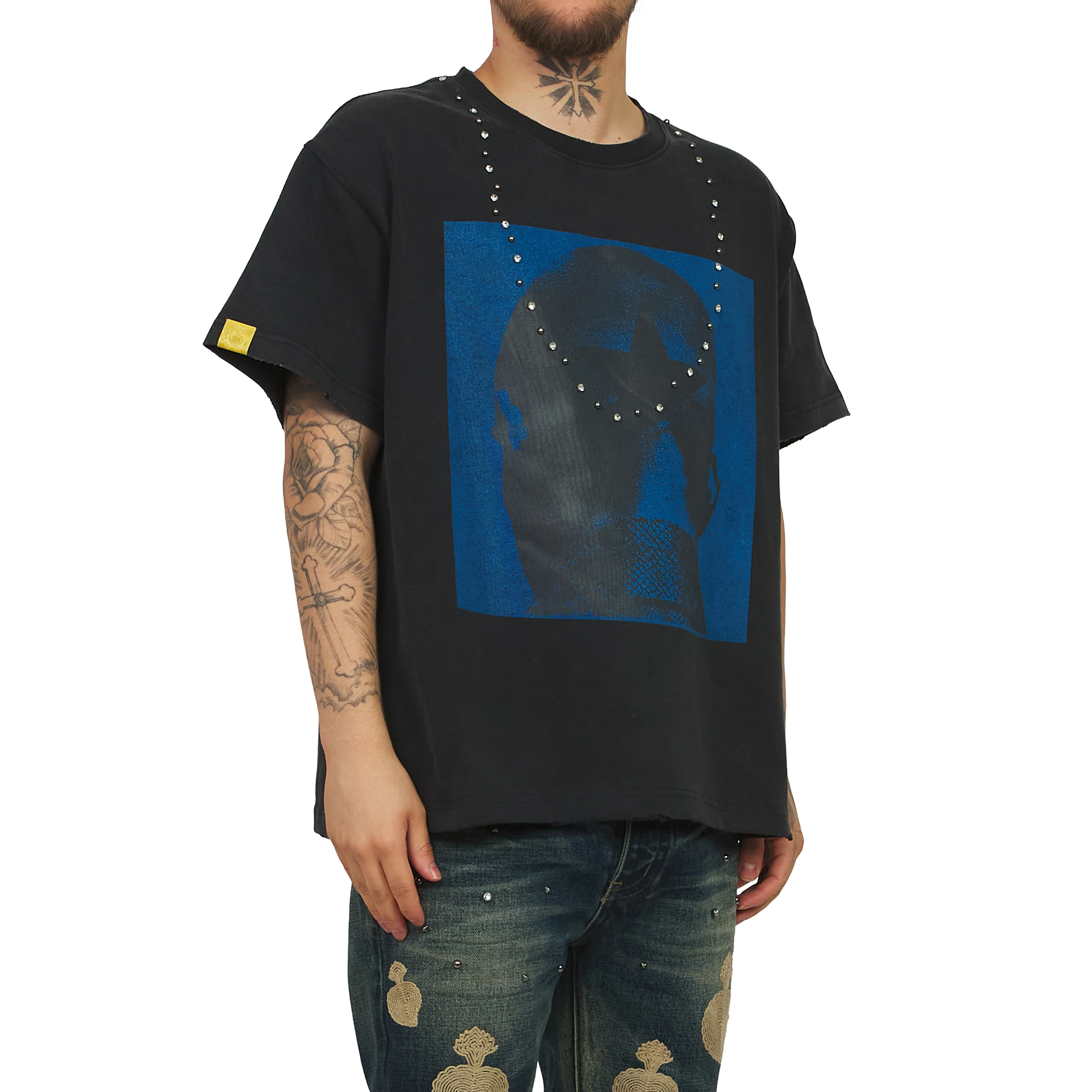 Star Head Studded Tee | Vintage Black/Blue - Image 3