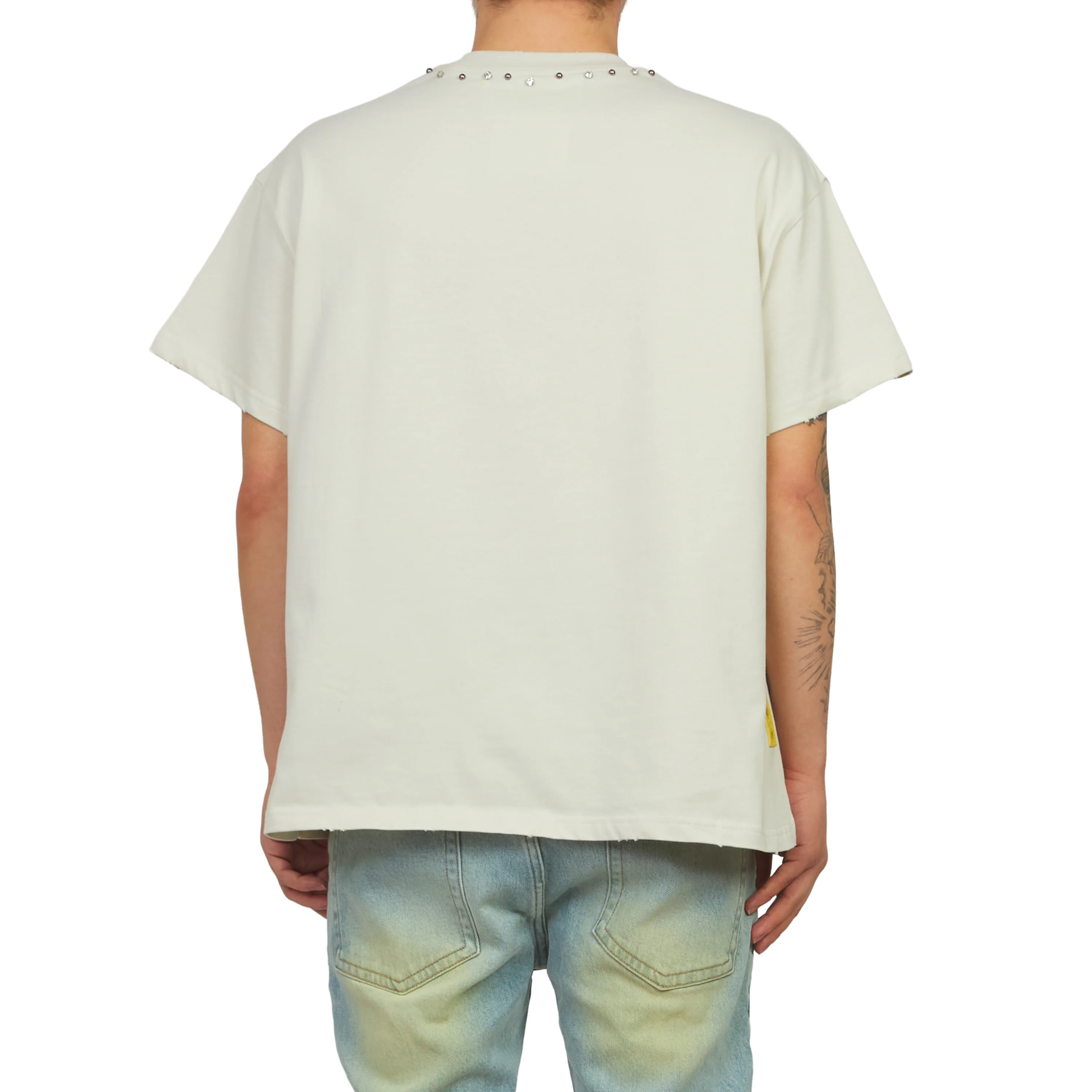 Star Head Studded Tee | Vintage White/Moss Green - Image 4