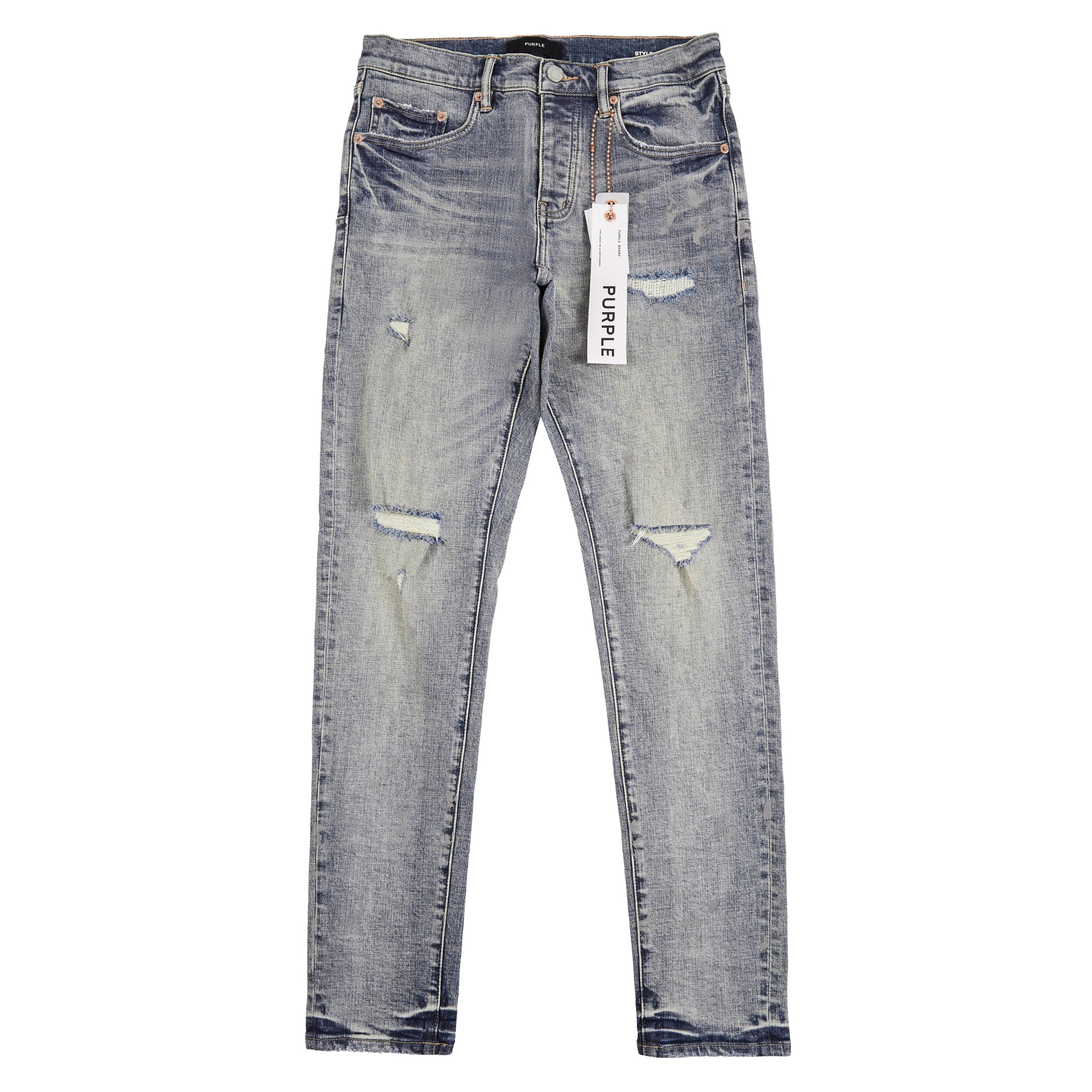 Worn Indigo Reflective Paint Denim