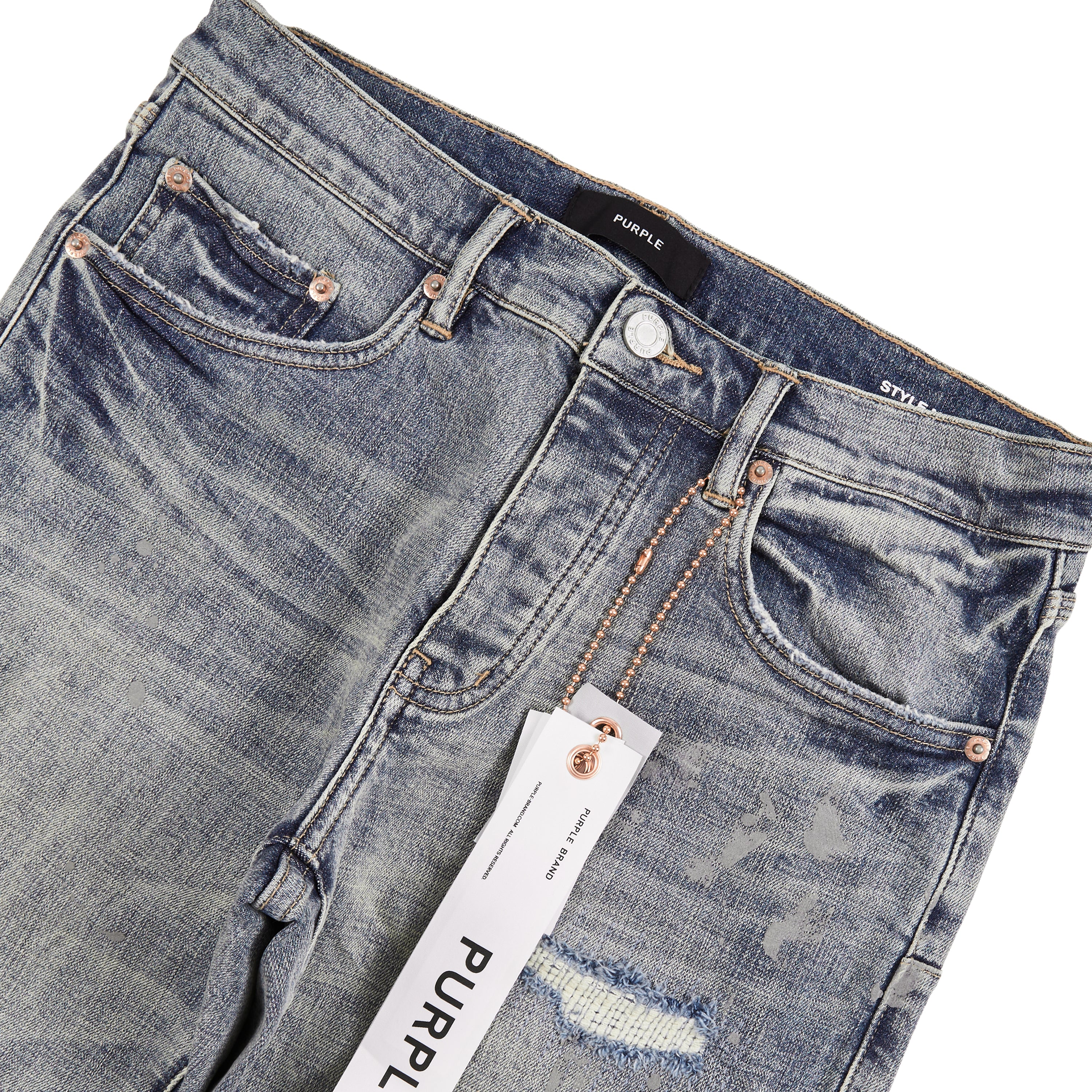 Worn Indigo Reflective Paint Denim - Image 4